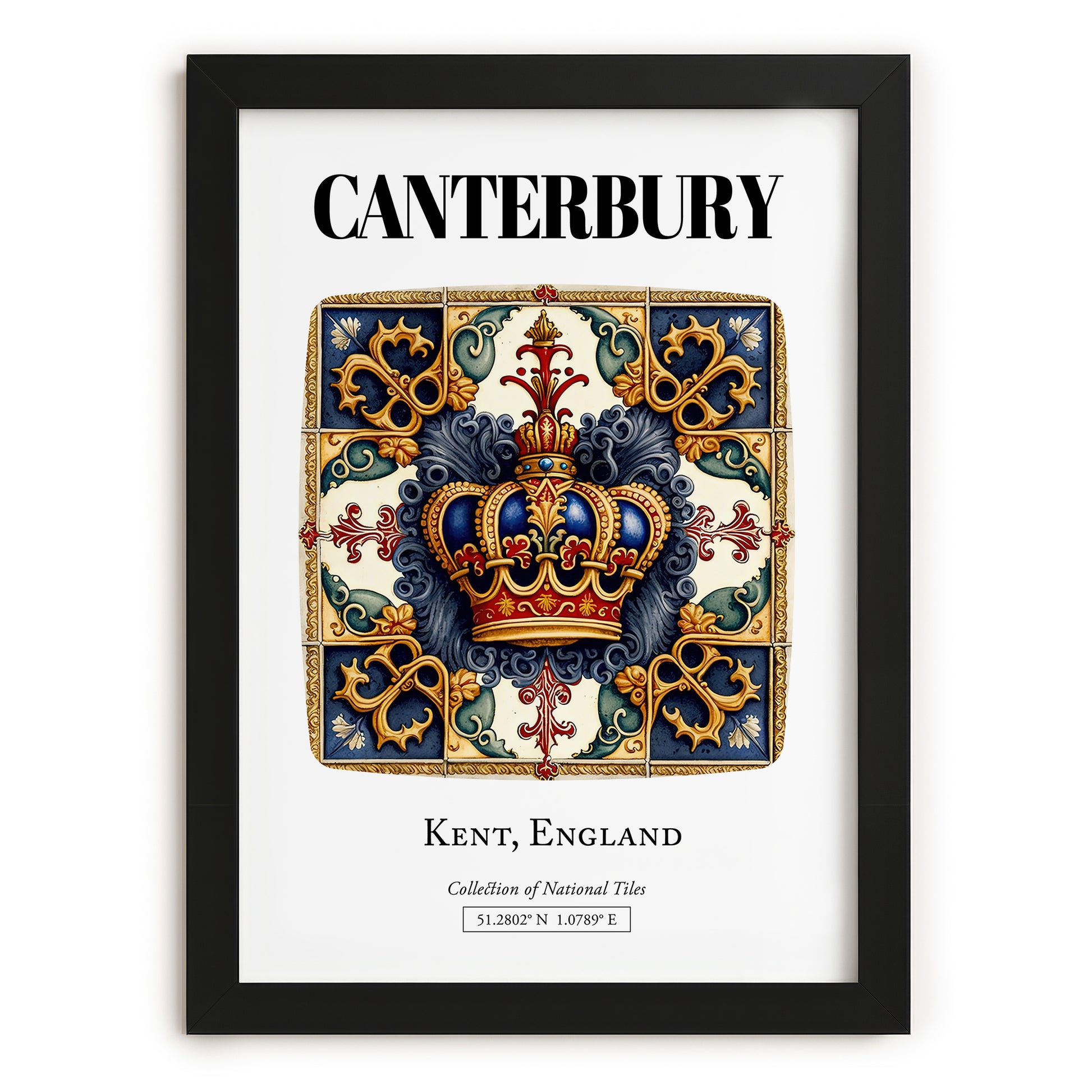 Canterbury, England – Travel Poster, in sleek black frame