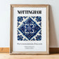 Nottingham, England – Travel Print, in wooden frame leaning on the floor