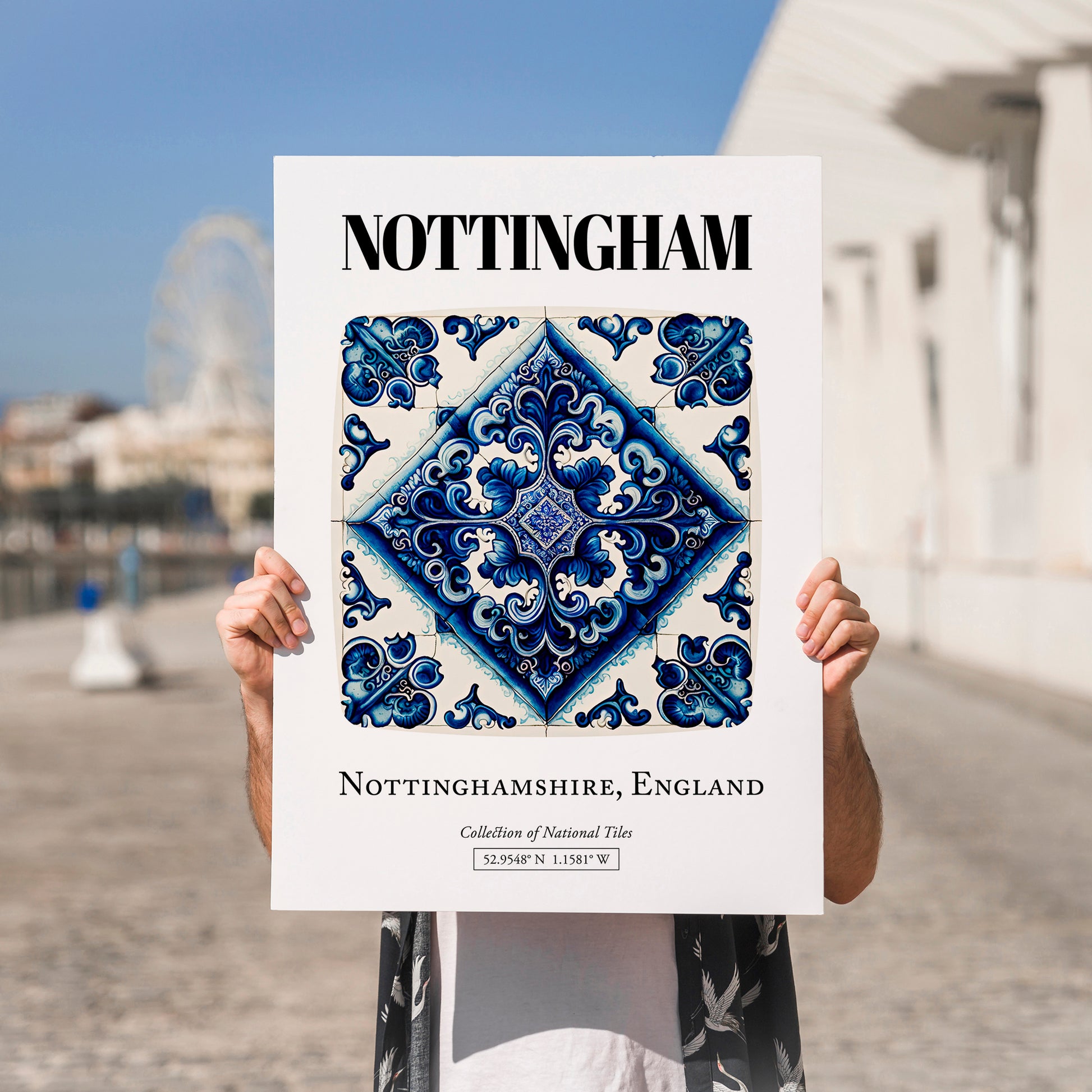 Nottingham, England – Travel Print, no-text version framed in wood