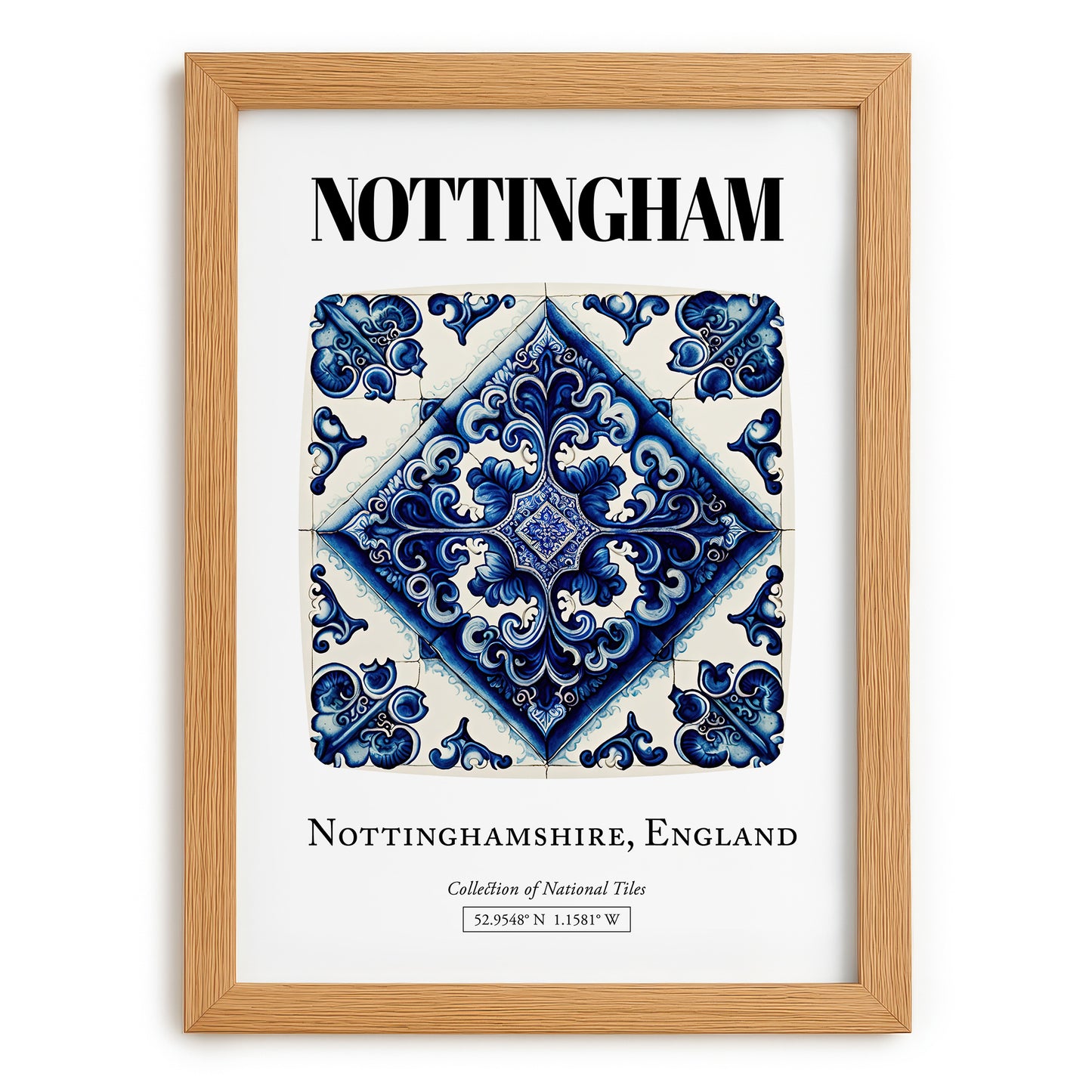 Nottingham, England – Travel Print, set in oak frame