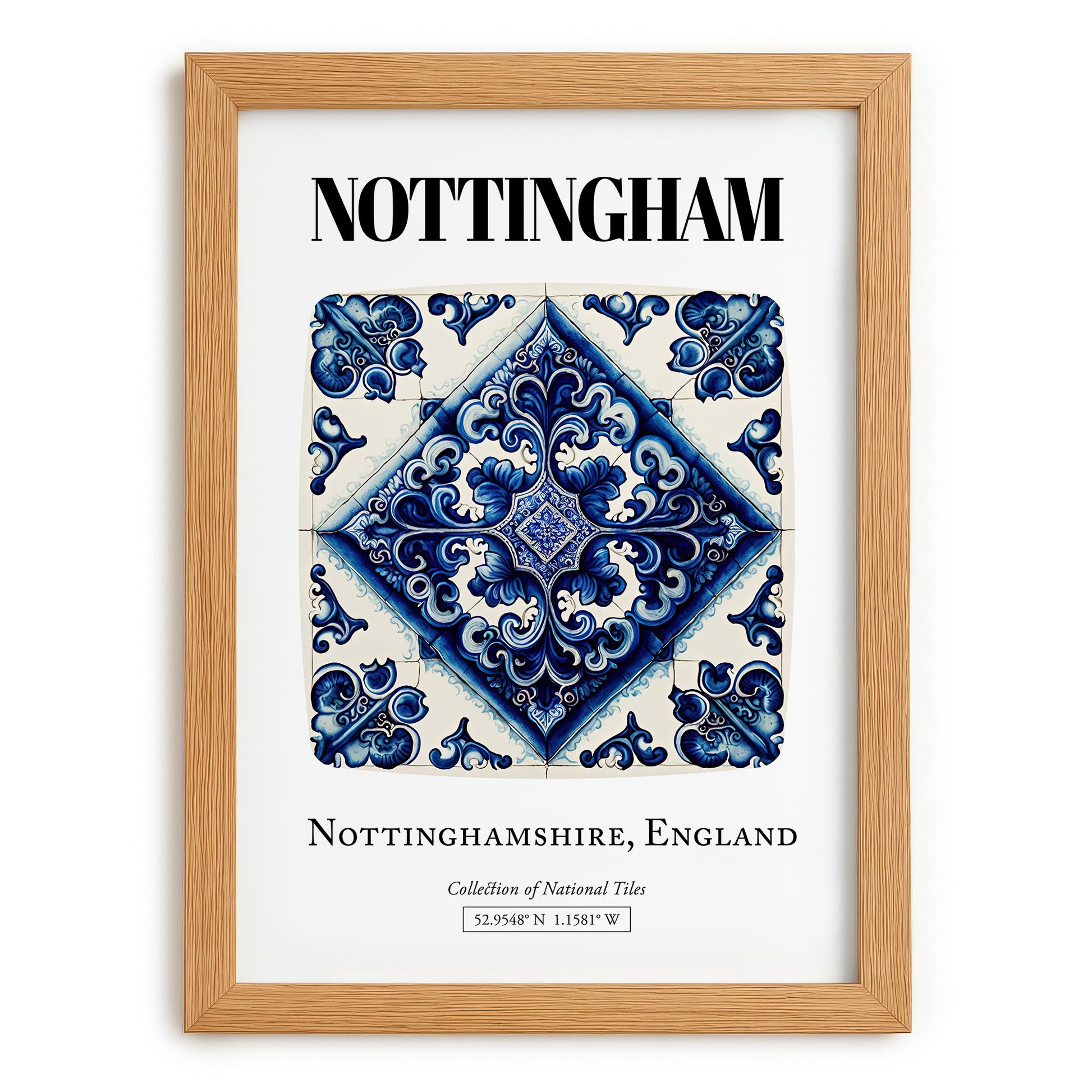 Nottingham, England – Travel Print, set in oak frame