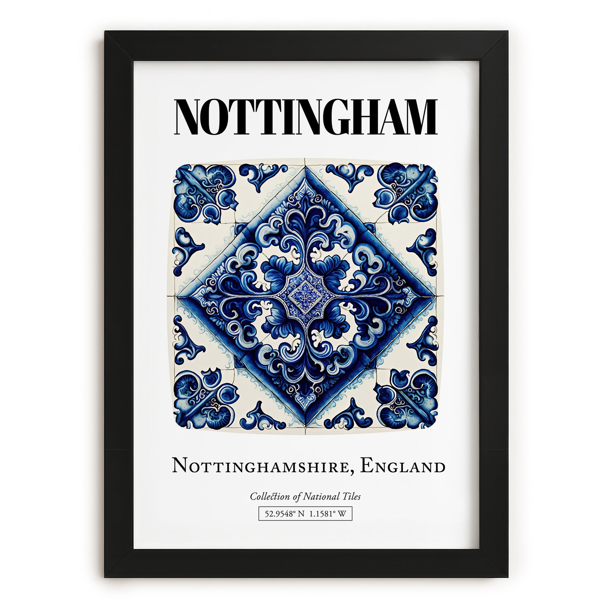Nottingham, England – Travel Print, in sleek black frame