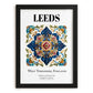 Leeds, England – Vintage Travel Poster, in sleek black frame