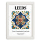 Leeds, England – Vintage Travel Poster, placed in minimal white frame
