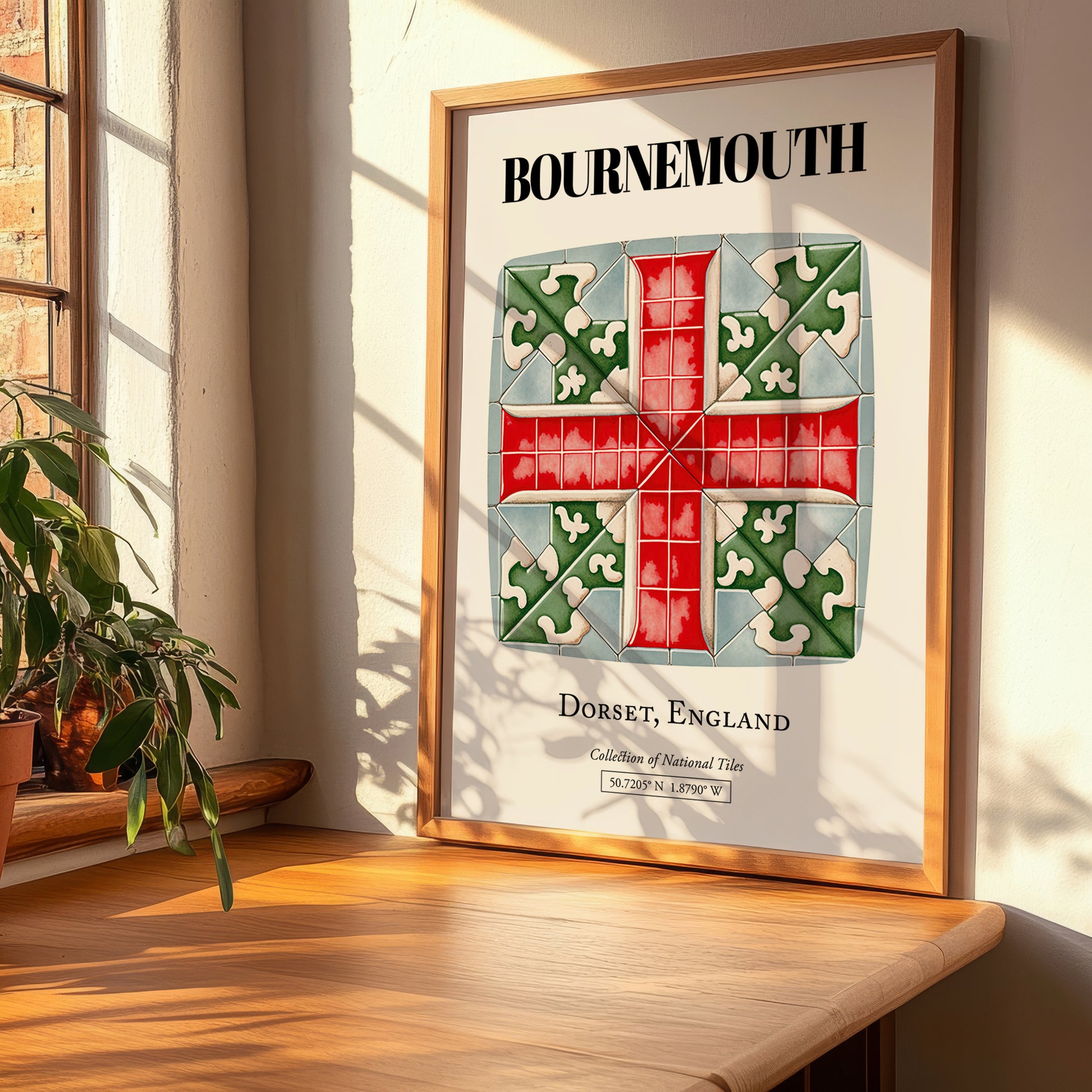 Bournemouth, England – Cityscape Wall Art, clean layout with no caption