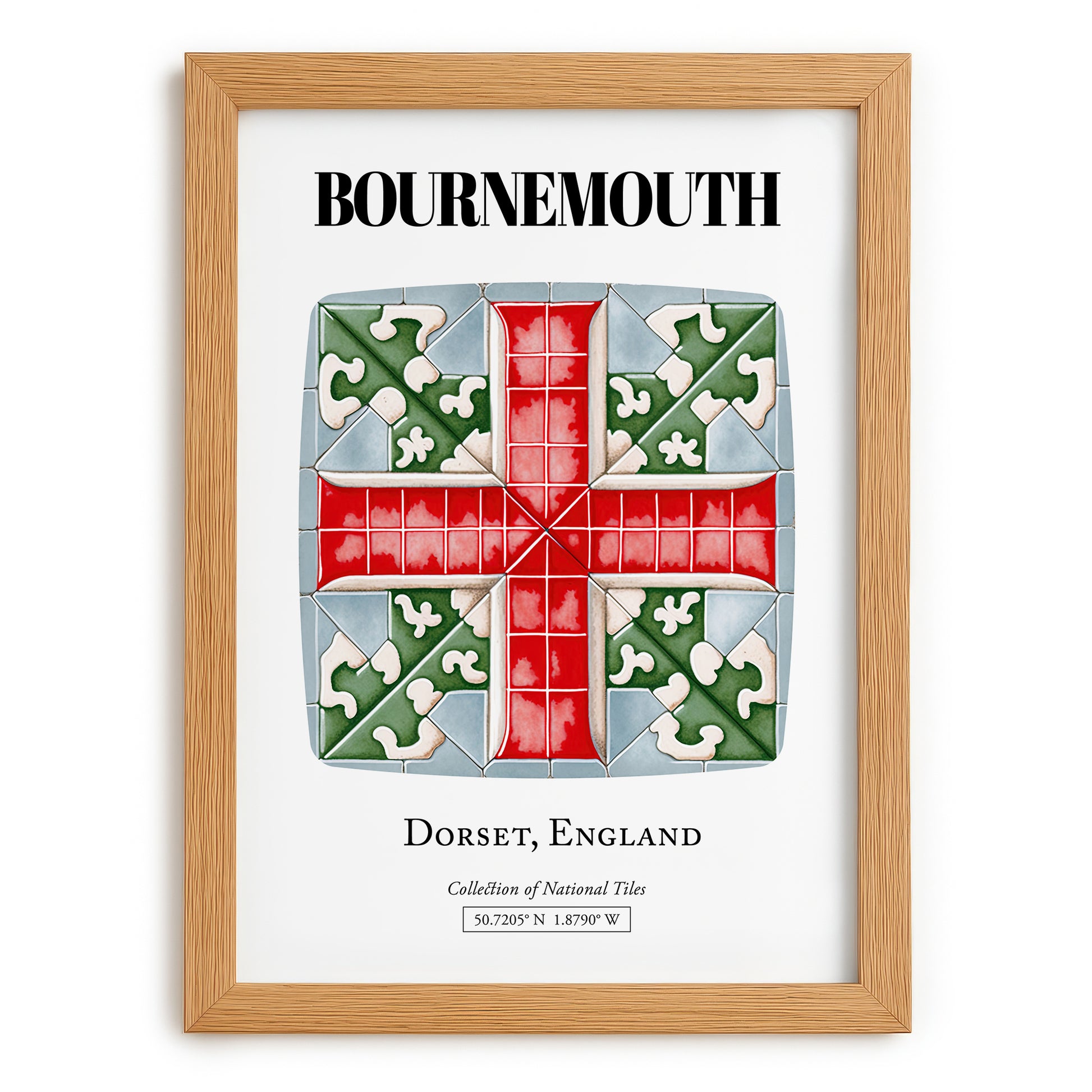Bournemouth, England – Cityscape Wall Art, set in oak frame