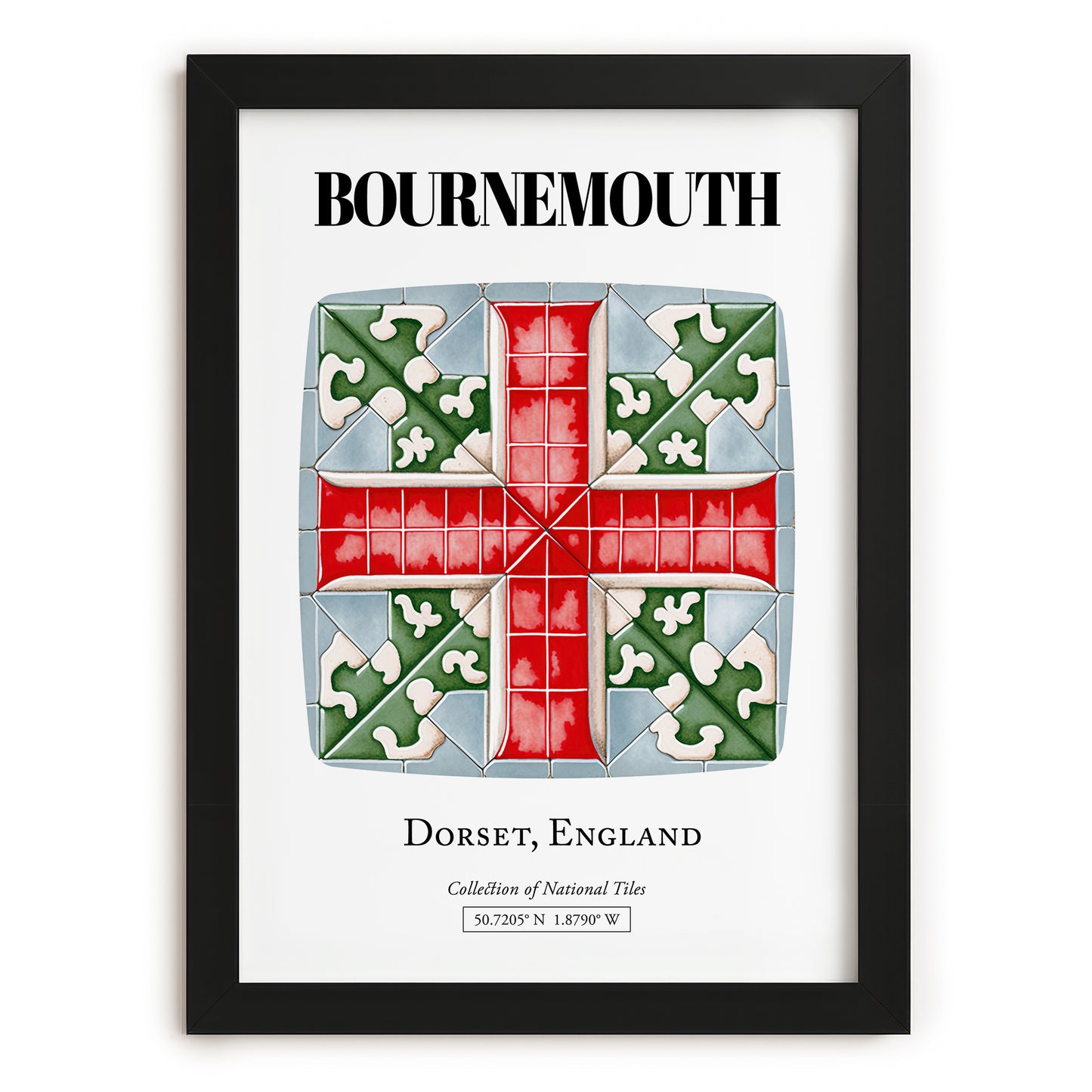 Bournemouth, England – Cityscape Wall Art, in sleek black frame