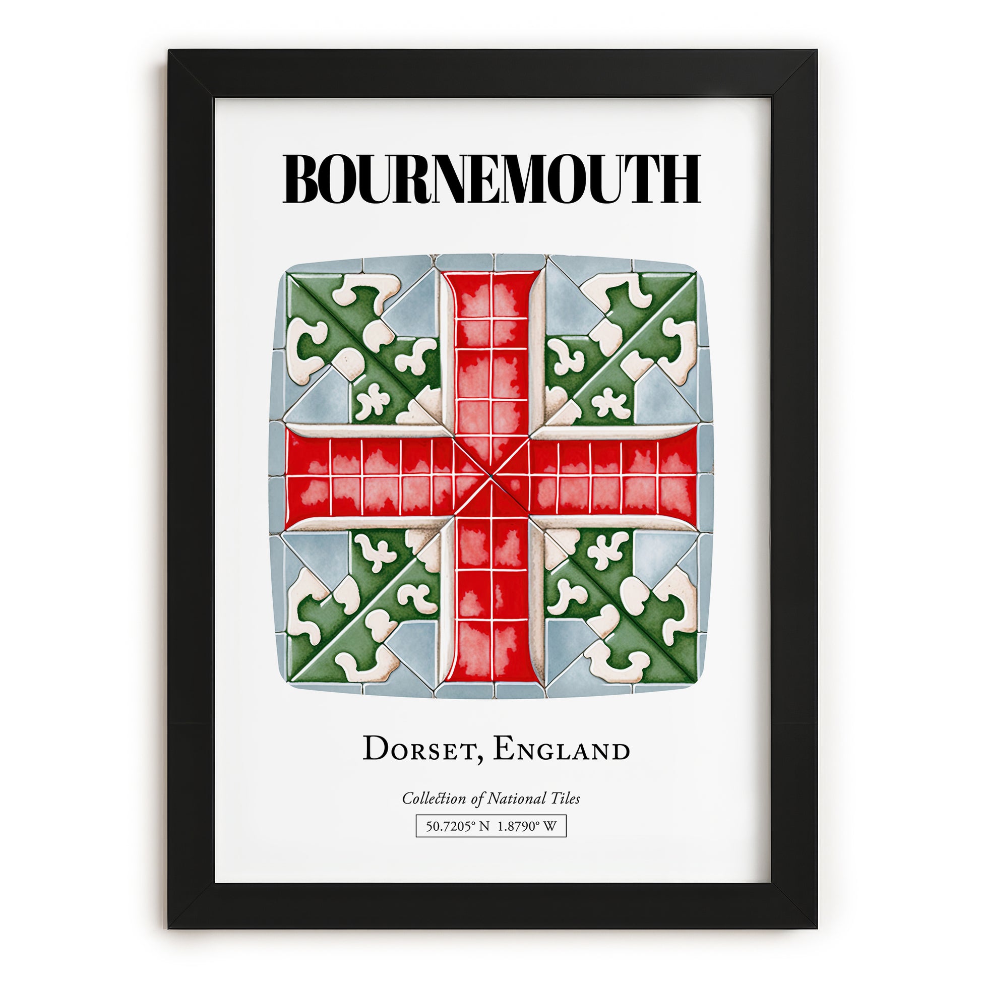 Bournemouth, England – Cityscape Wall Art, in sleek black frame