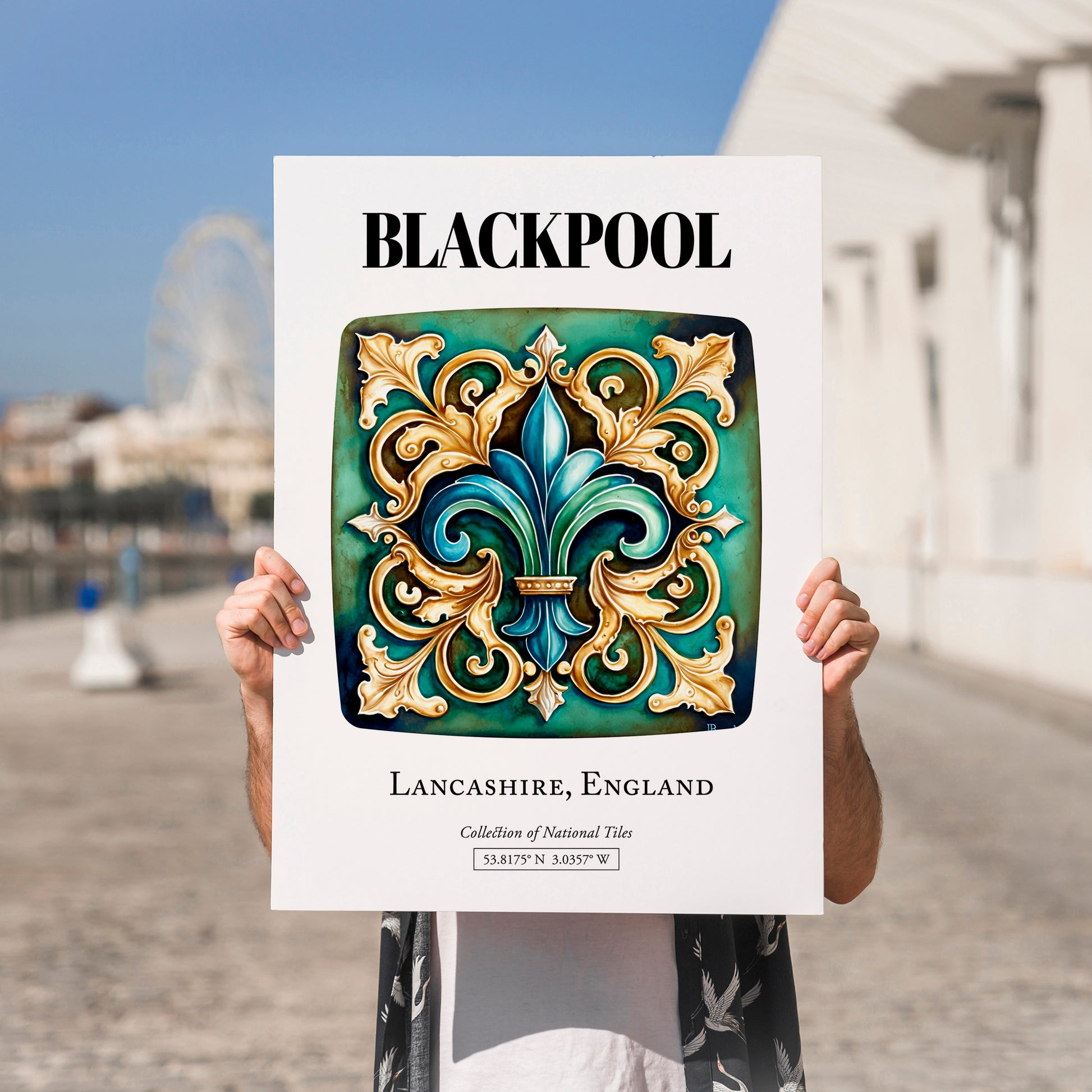 Blackpool, England – Global Wall Art, no-text version framed in wood