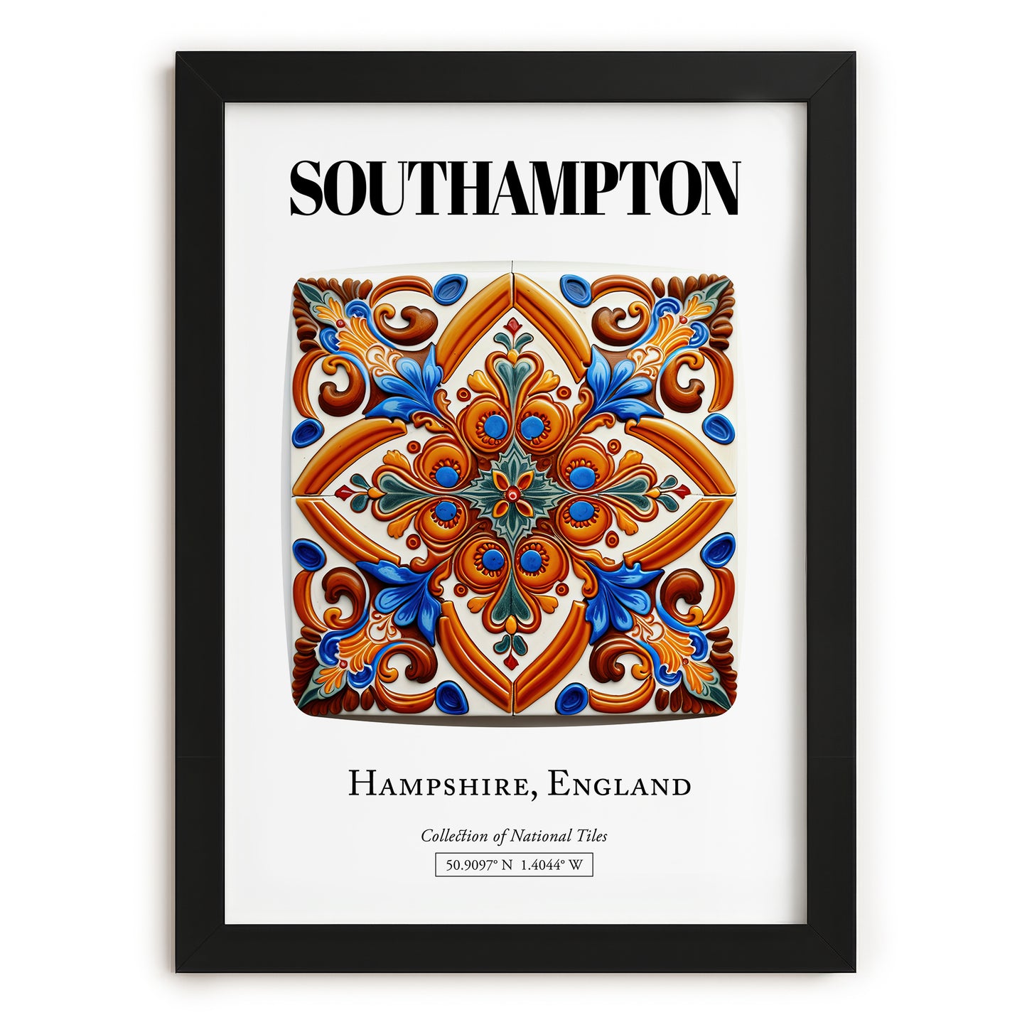 Southampton, England – Minimalist Travel Print, in sleek black frame