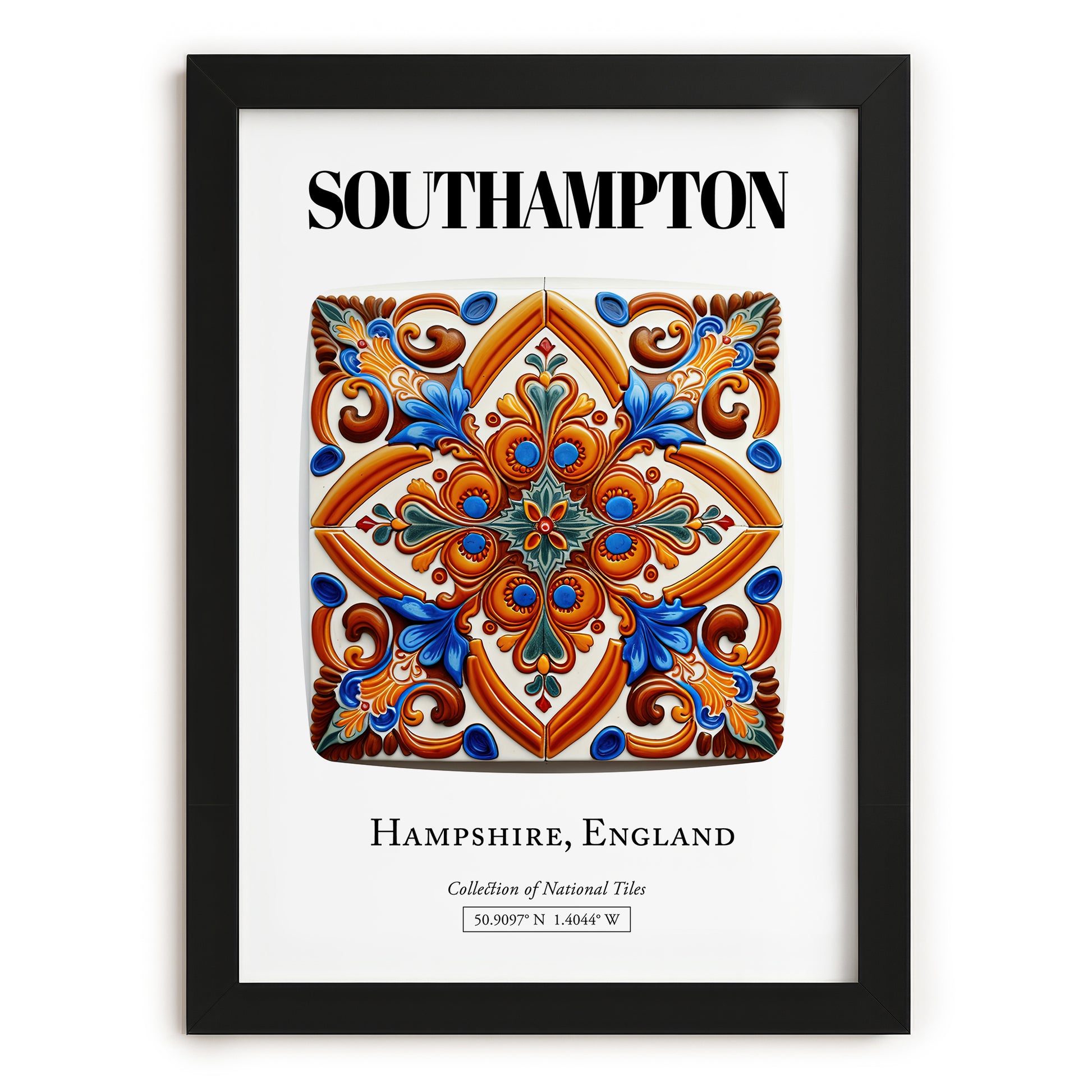 Southampton, England – Minimalist Travel Print, in sleek black frame