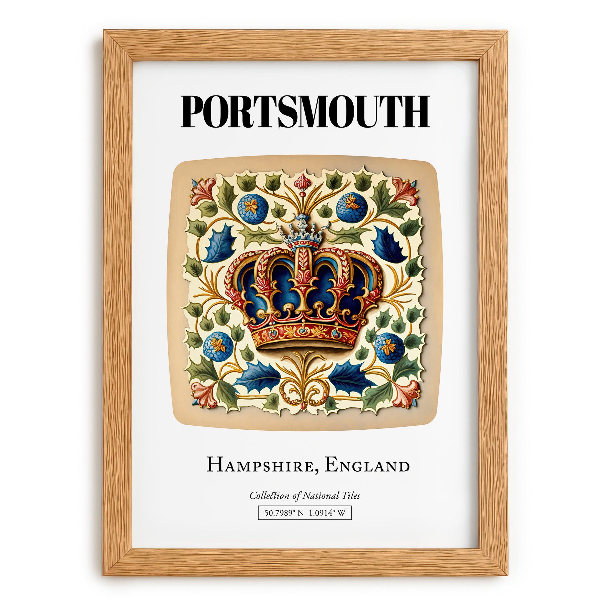 Portsmouth, England – Travel Poster, set in oak frame