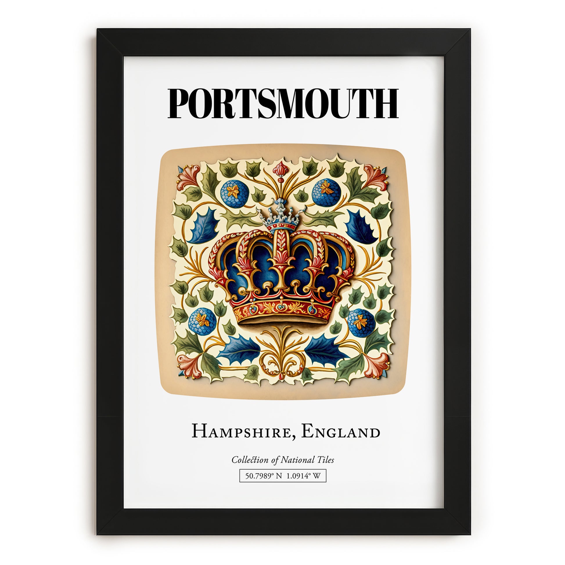 Portsmouth, England – Travel Poster, in sleek black frame