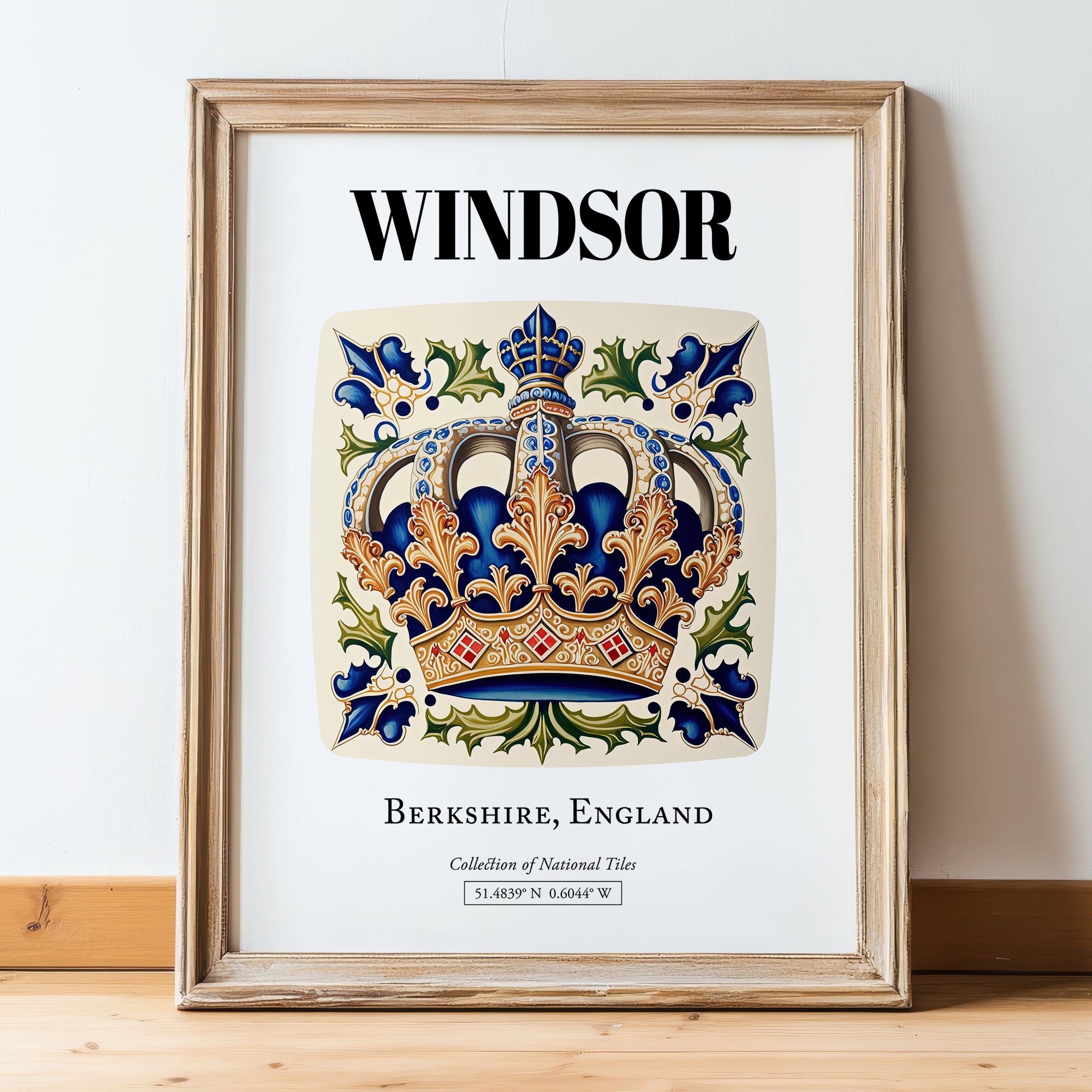 Windsor, England – Country Culture Poster, in wooden frame leaning on the floor