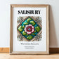 Salisbury, England – Travel Poster, in wooden frame leaning on the floor