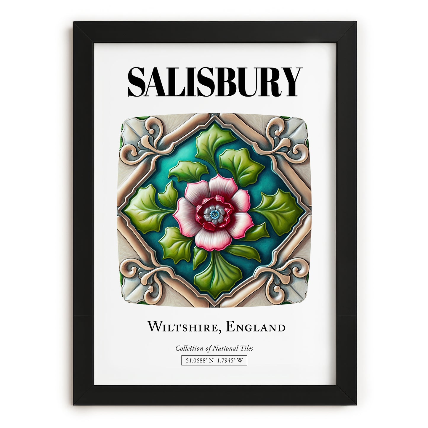 Salisbury, England – Travel Poster, in sleek black frame