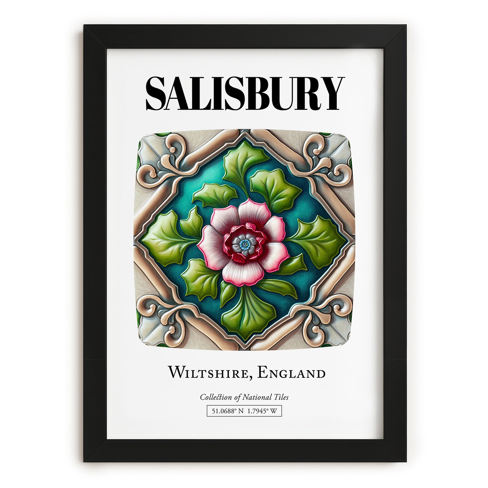 Salisbury, England – Travel Poster, in sleek black frame