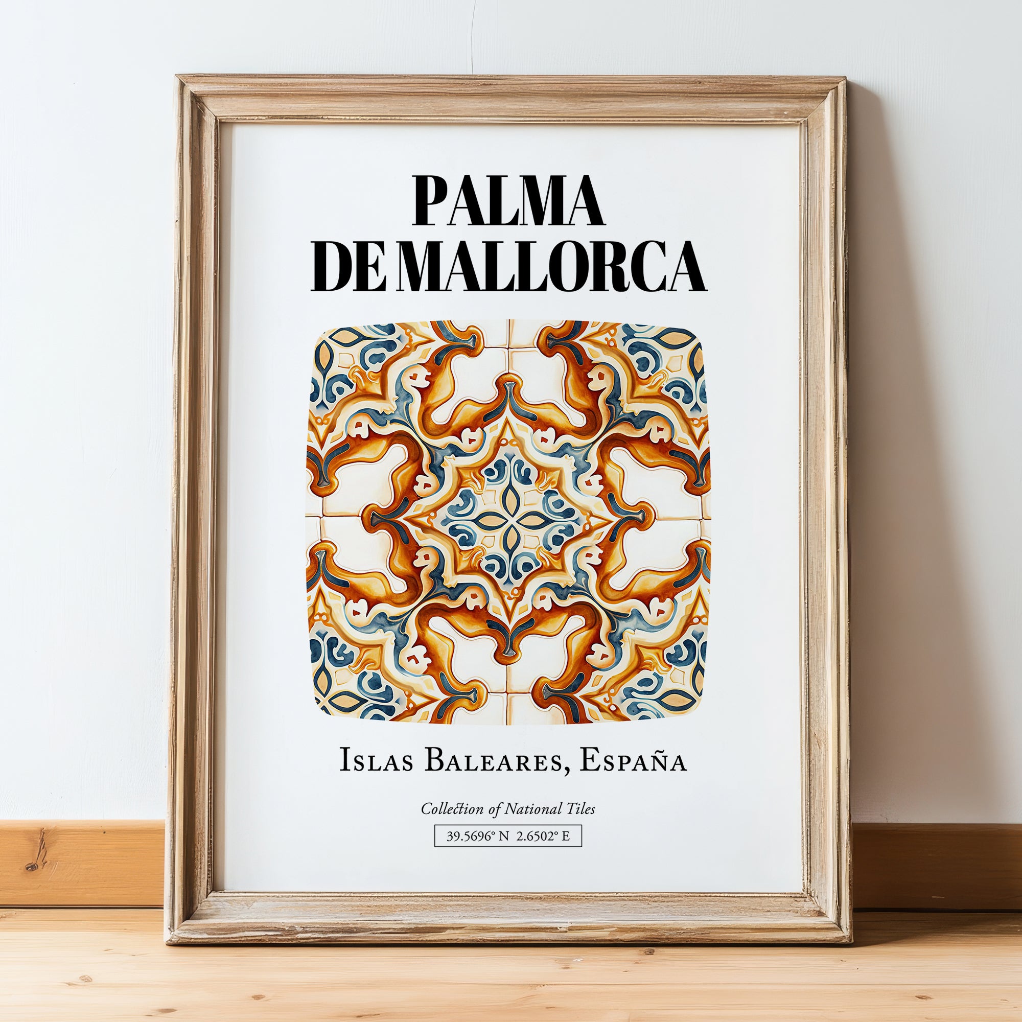 Palma De Mallorca, Spain – Travel Print, in wooden frame leaning on the floor
