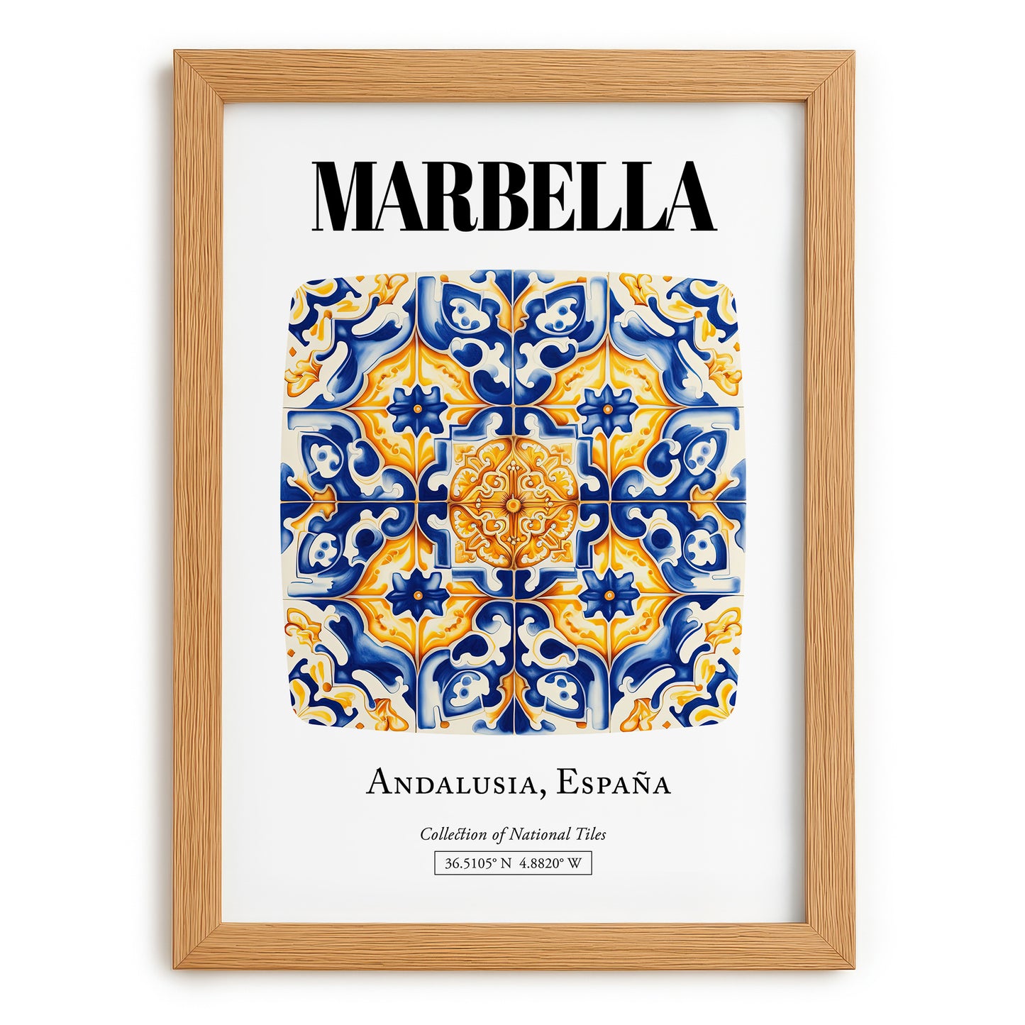 Marbella, Spain – Away From Home Poster, set in oak frame