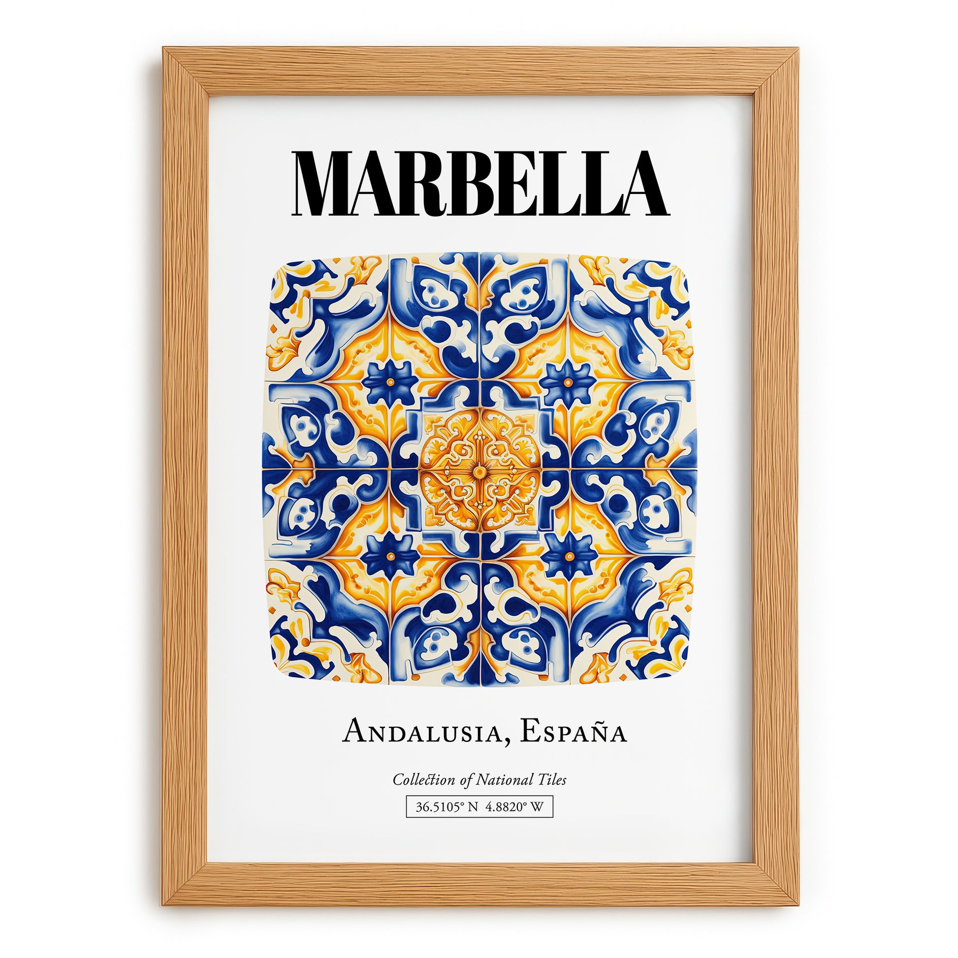 Marbella, Spain – Away From Home Poster, set in oak frame