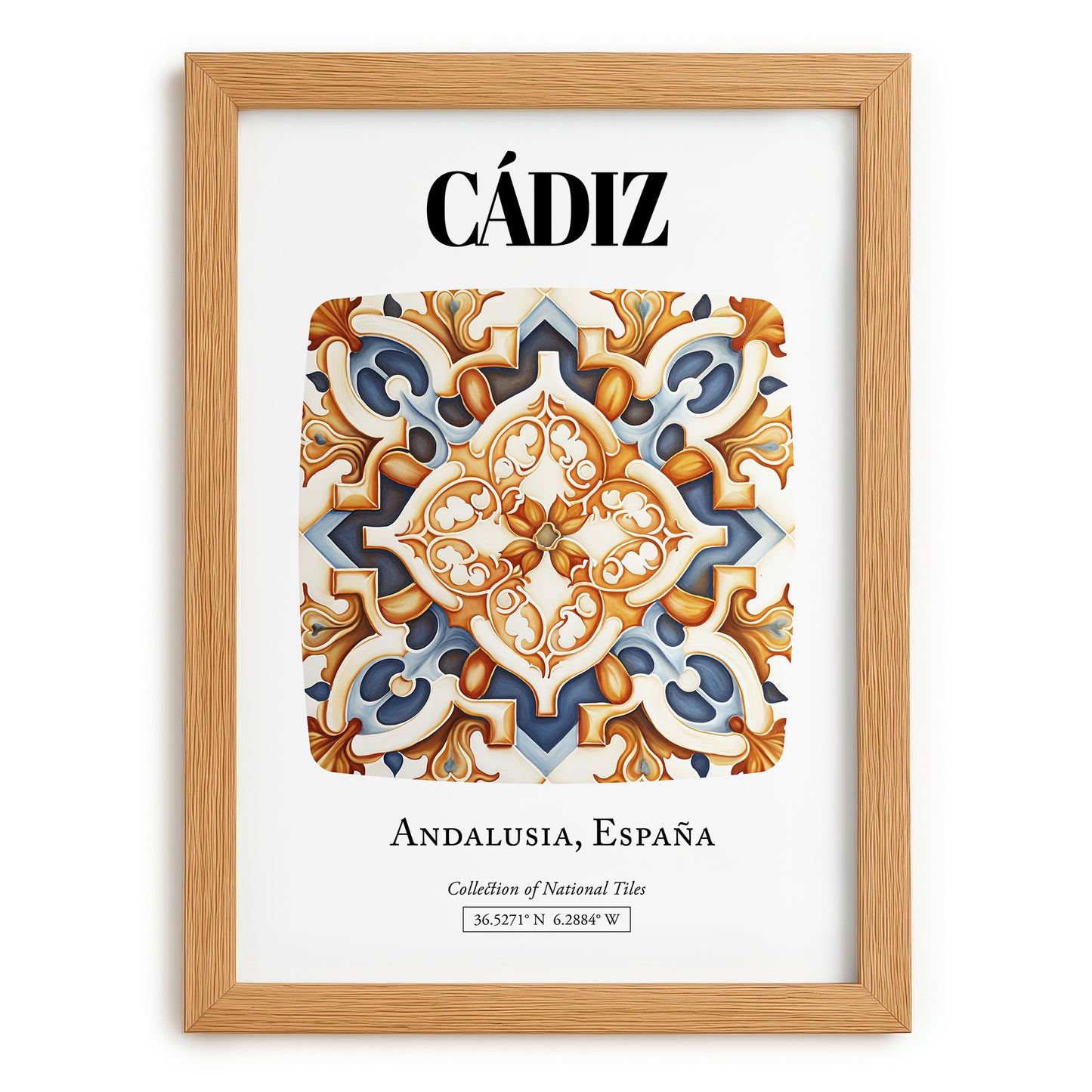 Cádiz, Spain – Travel Poster, set in oak frame