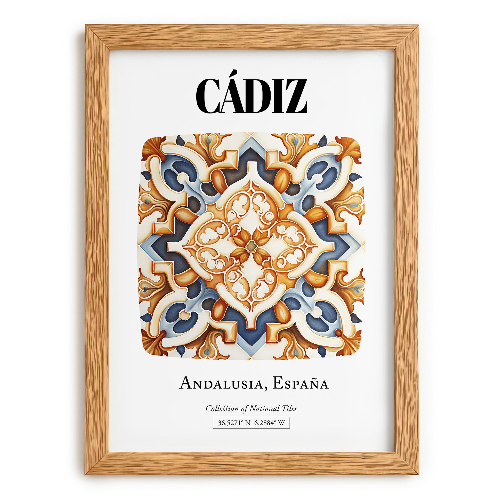 Cádiz, Spain – Travel Poster, set in oak frame