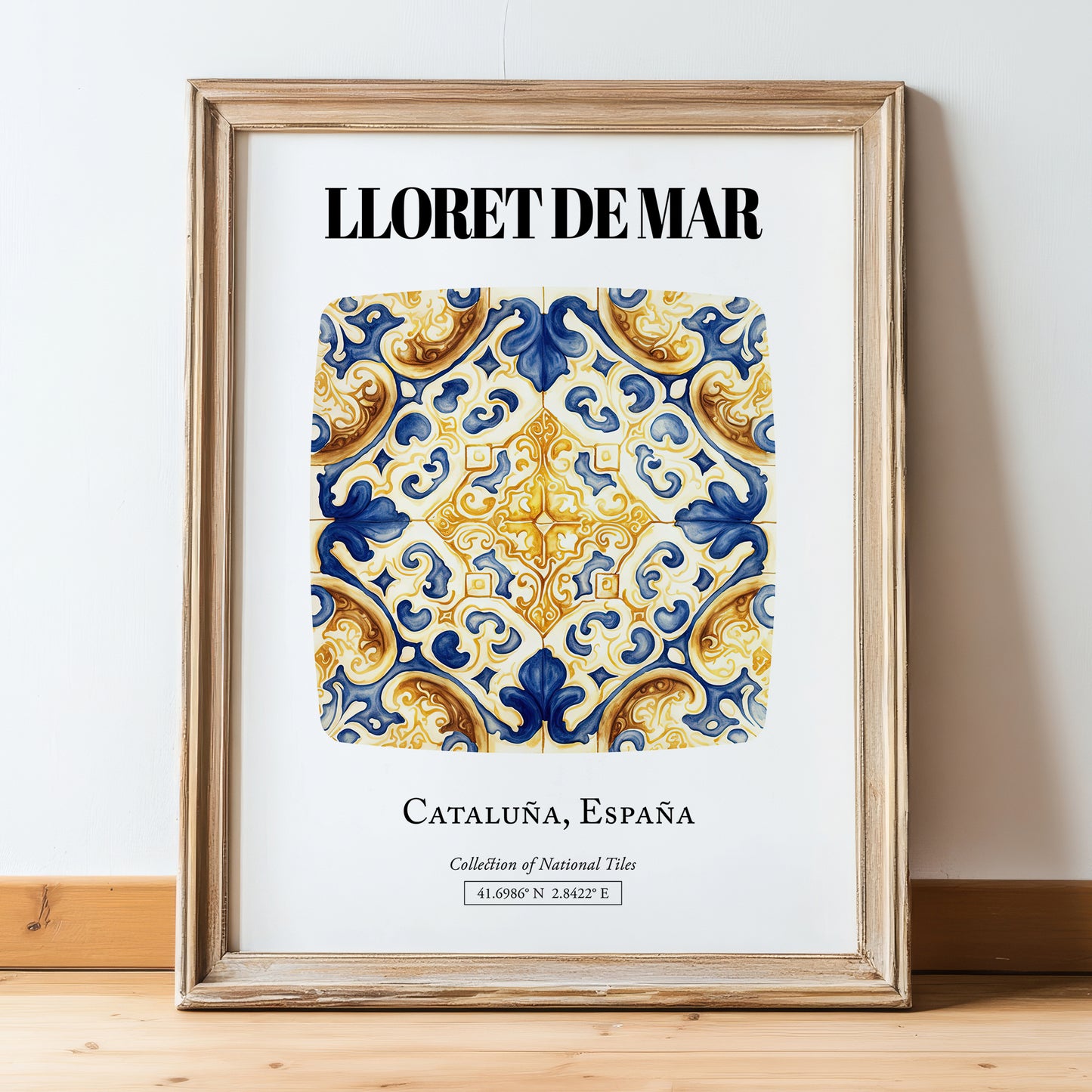 Lloret De Mar, Spain – Vintage Travel Poster, in wooden frame leaning on the floor