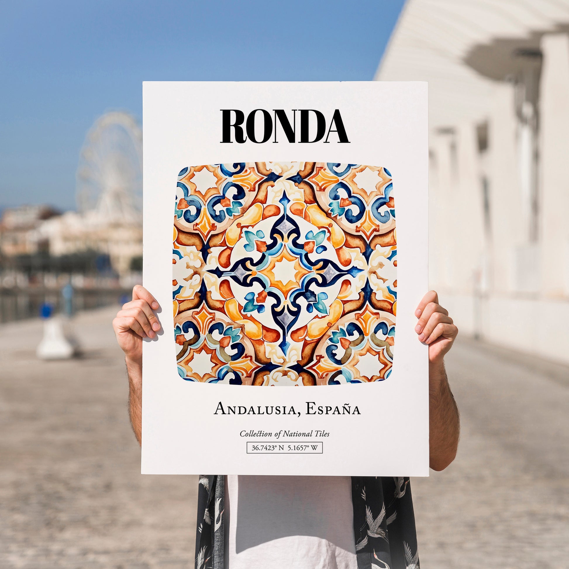 Ronda, Spain – World Heritage Travel Poster, no-text version framed in wood