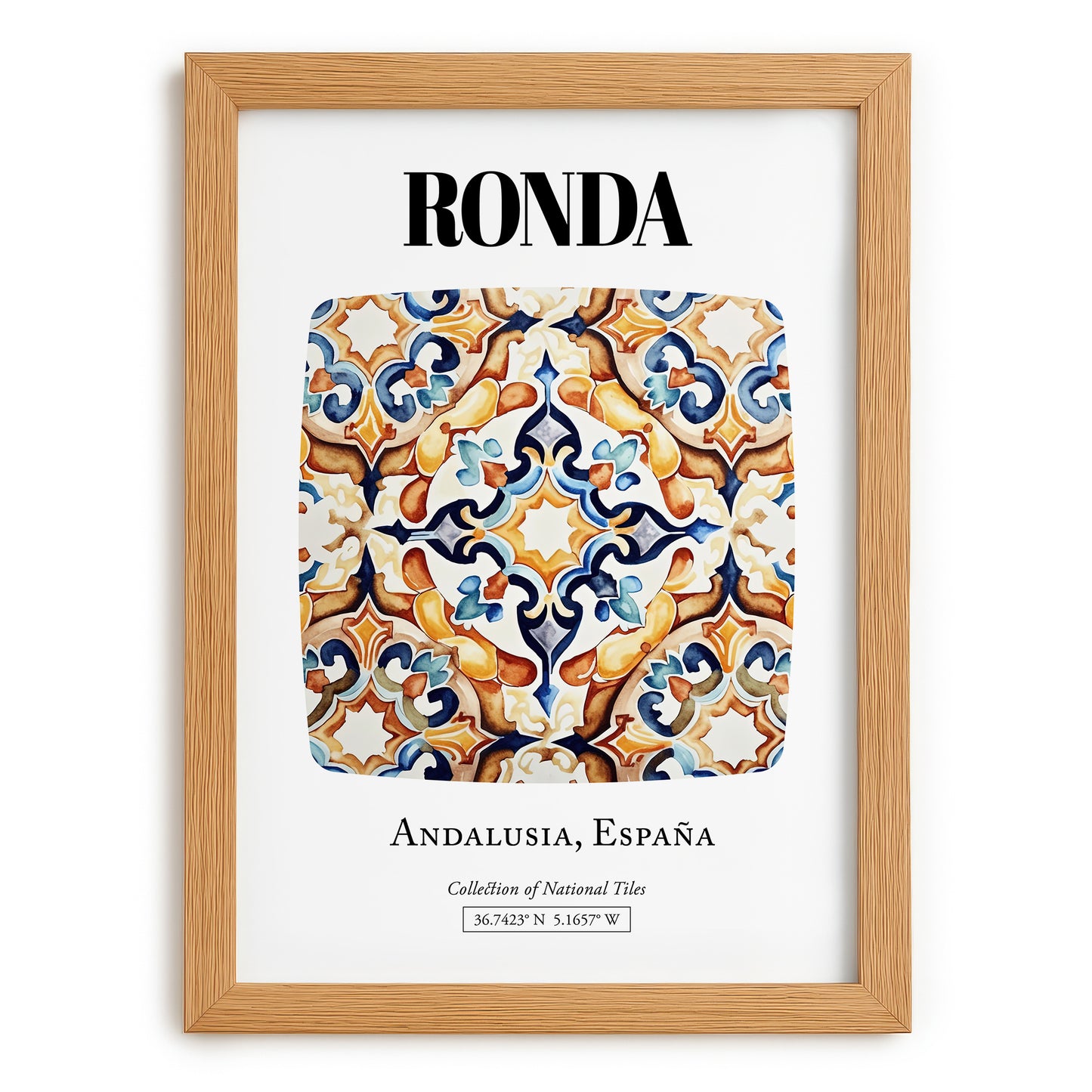 Ronda, Spain – World Heritage Travel Poster, set in oak frame