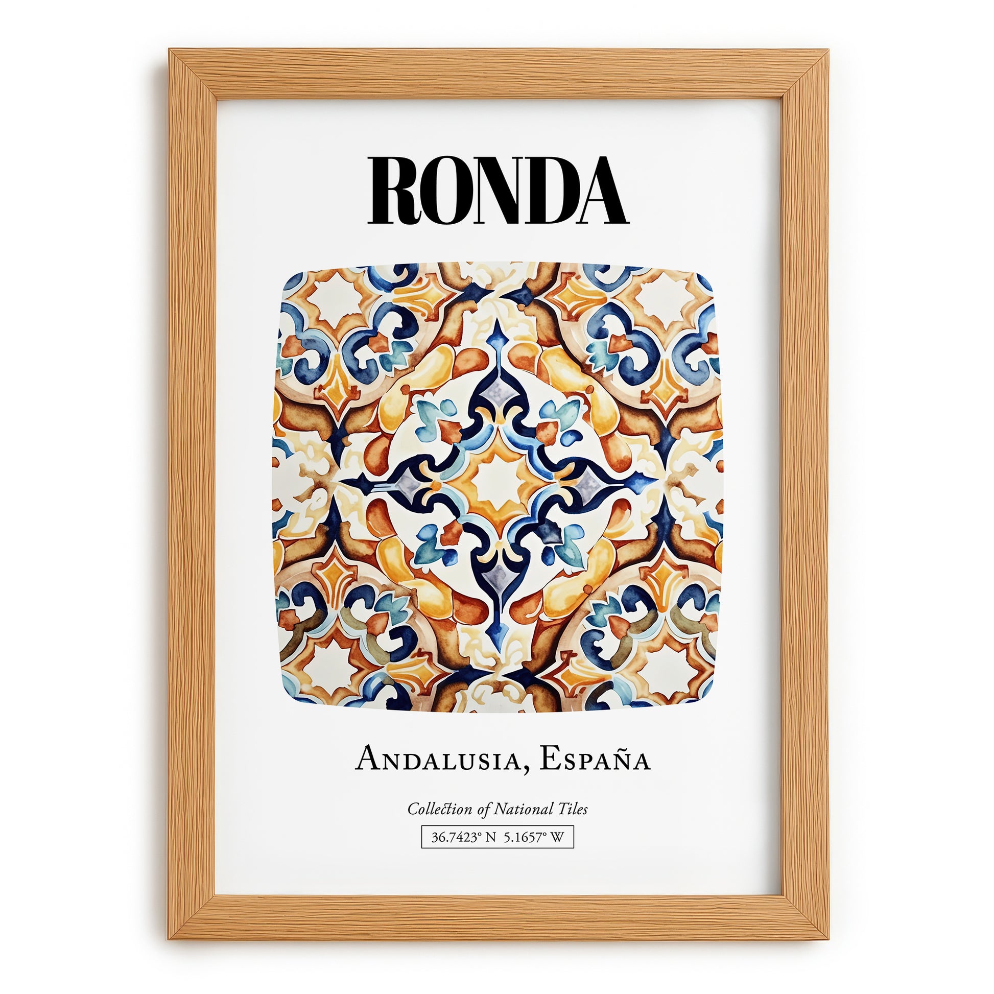 Ronda, Spain – World Heritage Travel Poster, set in oak frame