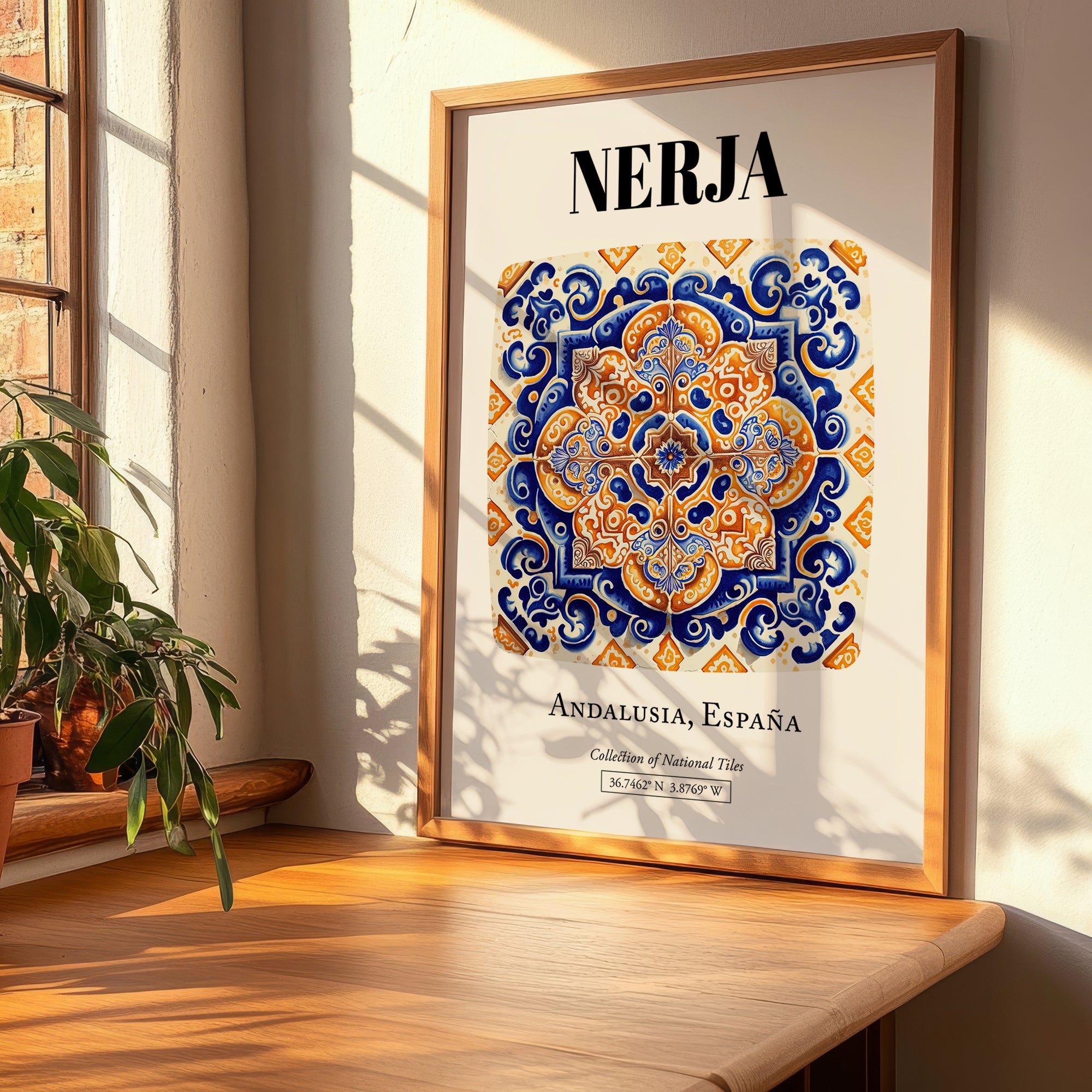 Nerja, Spain – Tourist Destination Poster, clean layout with no caption