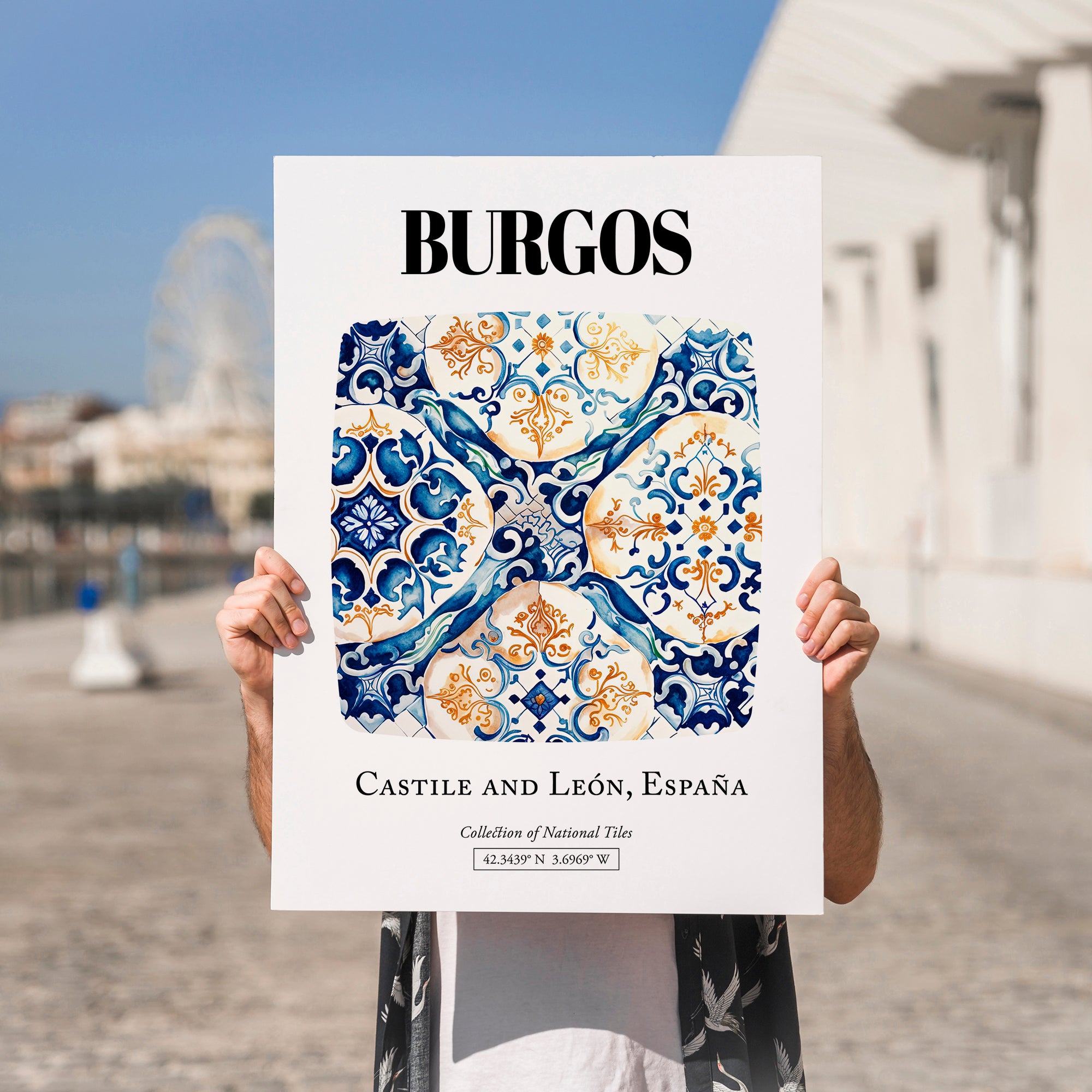 Burgos, Spain – Global Wall Art, no-text version framed in wood