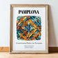 Pamplona, Spain – Away From Home Poster, in wooden frame leaning on the floor
