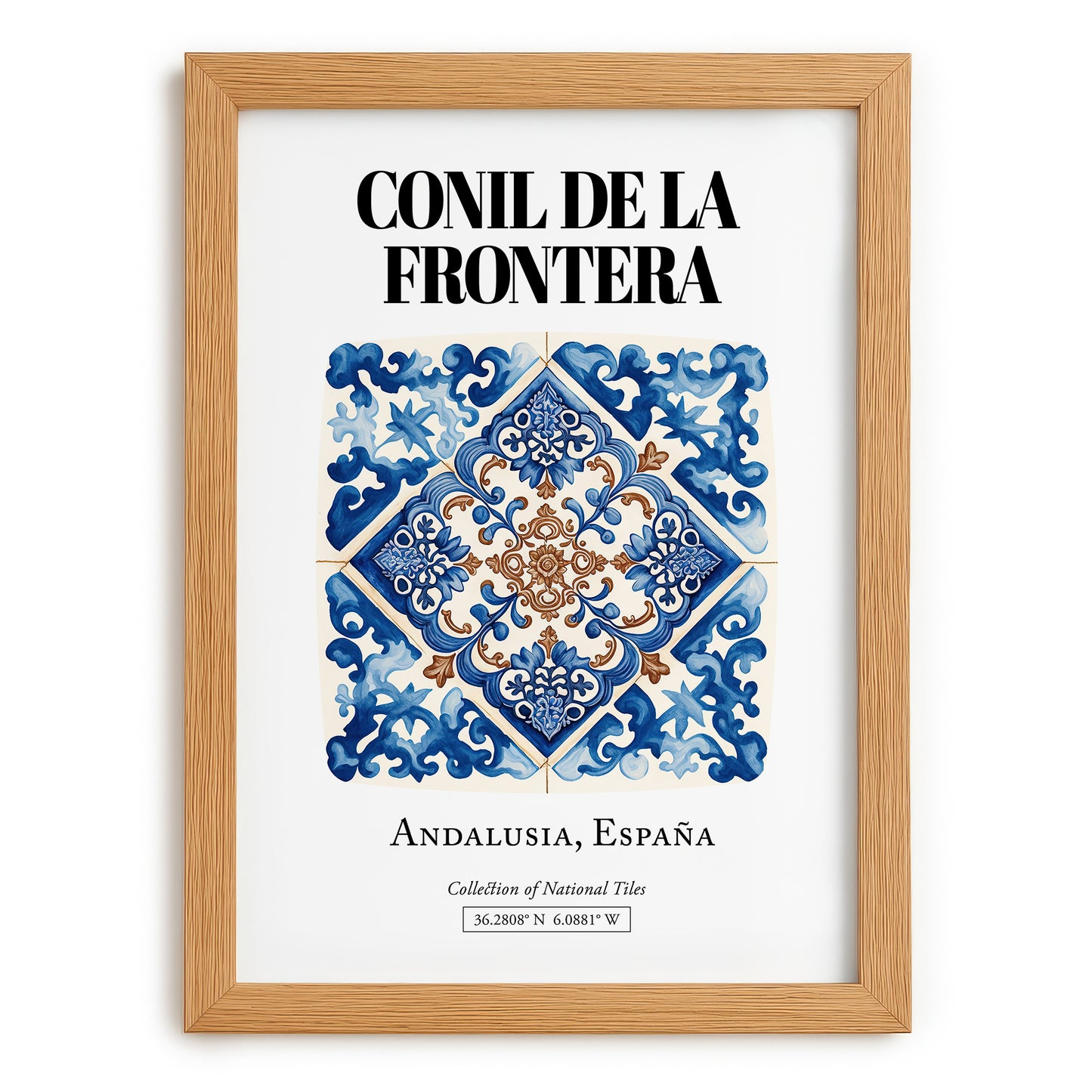 Conil De La Frontera, Spain – Travel Destination Art, set in oak frame