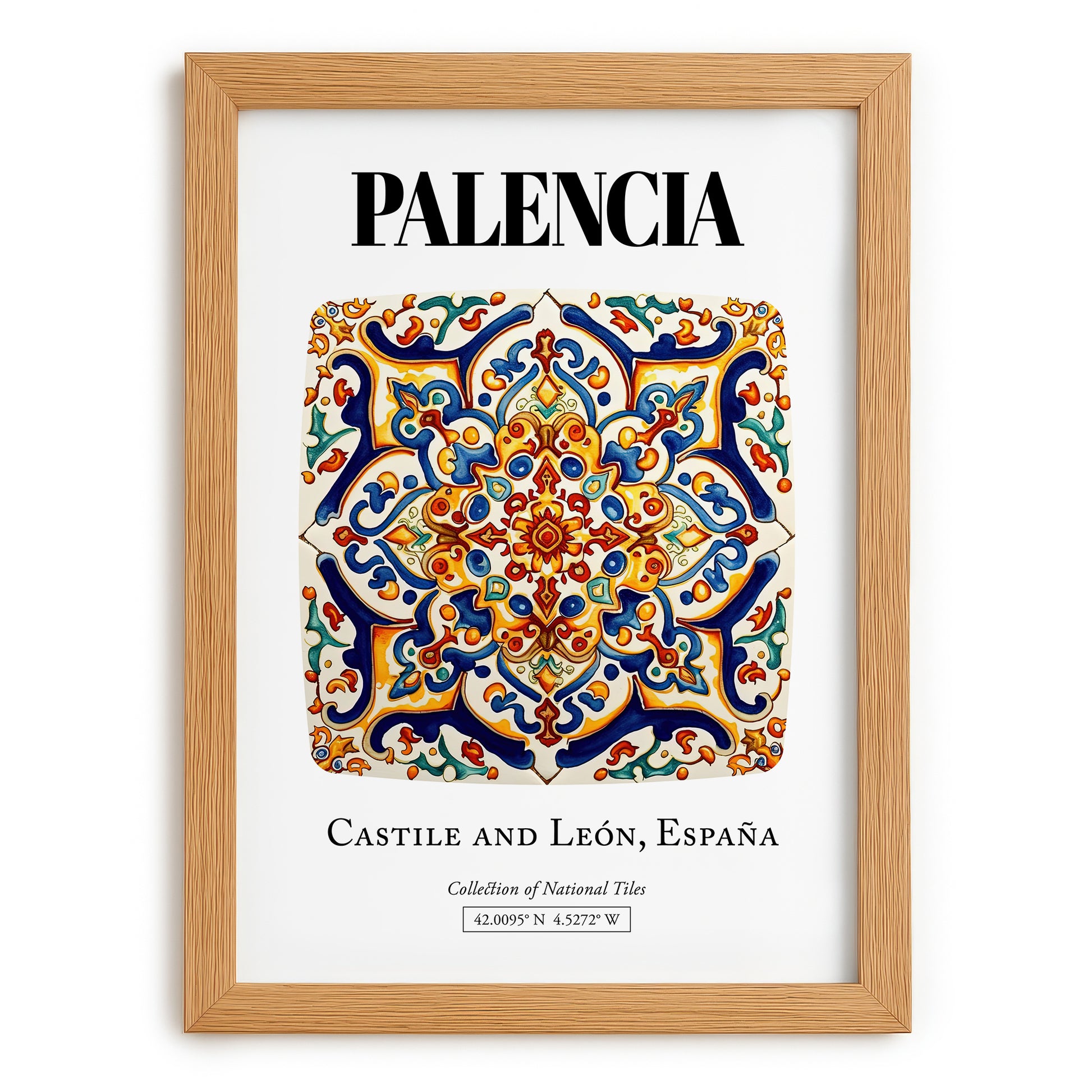 Palencia, Spain – Travel Poster, set in oak frame