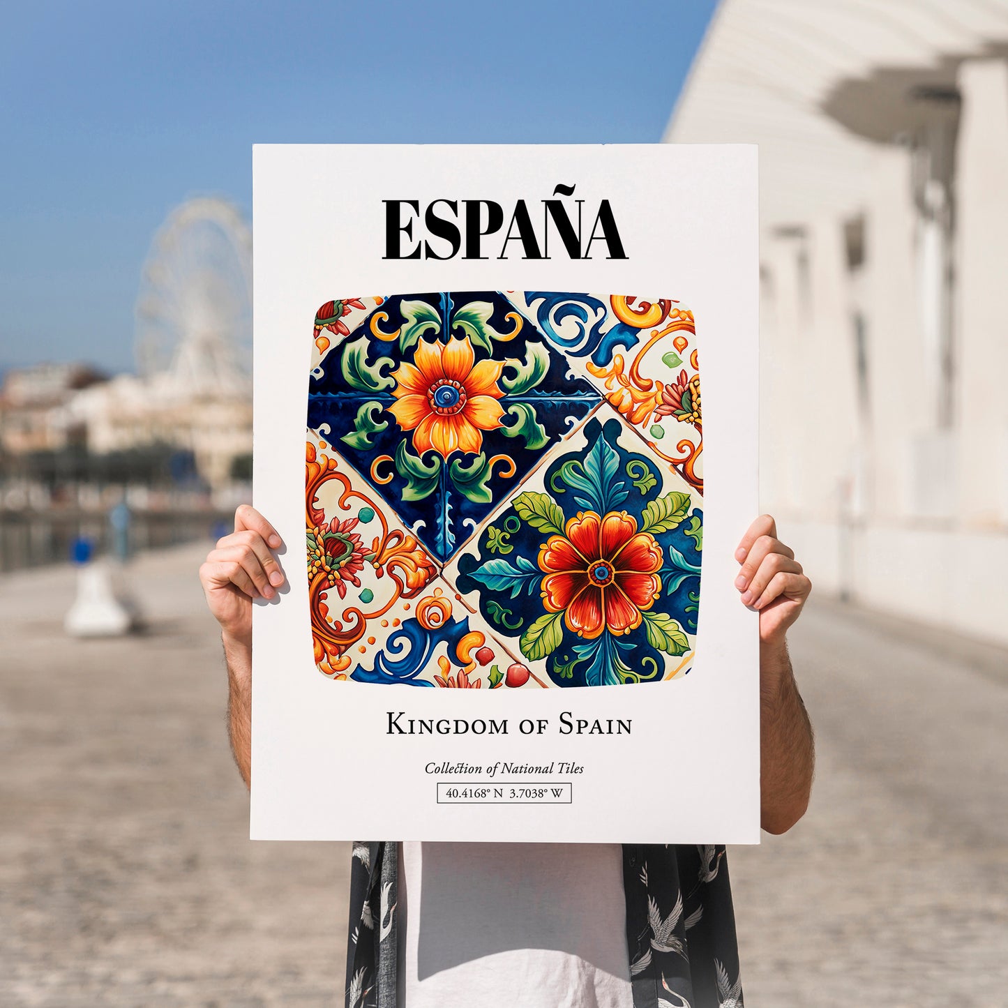 España, Spain – Travel Wall Art, no-text version framed in wood