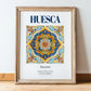 Huesca, Spain – Travel Poster, in wooden frame leaning on the floor