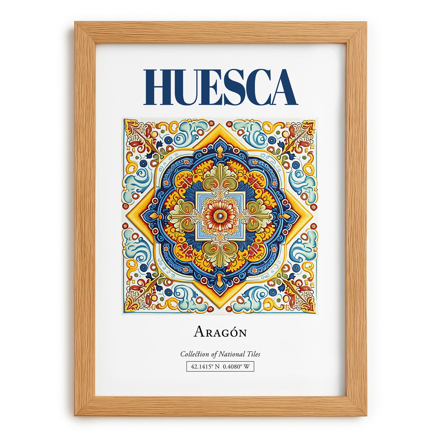 Huesca, Spain – Travel Poster, set in oak frame