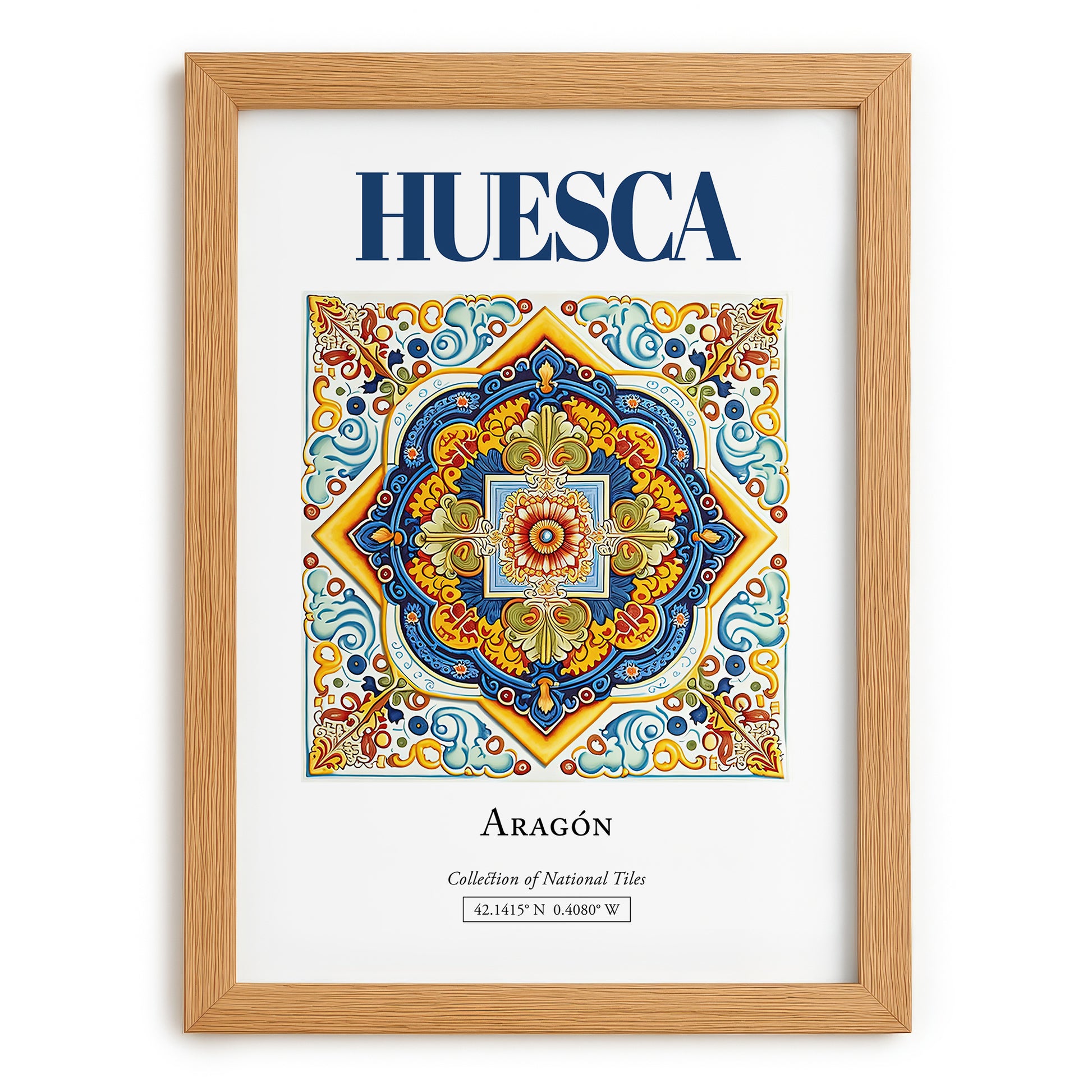 Huesca, Spain – Travel Poster, set in oak frame