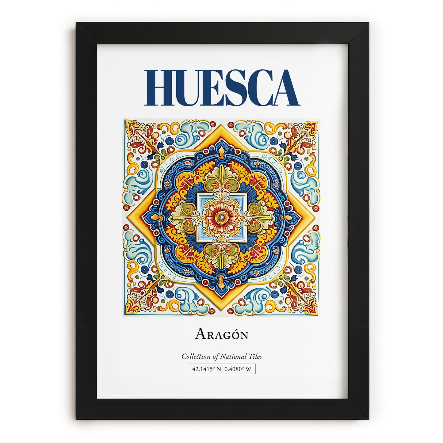 Huesca, Spain – Travel Poster, in sleek black frame