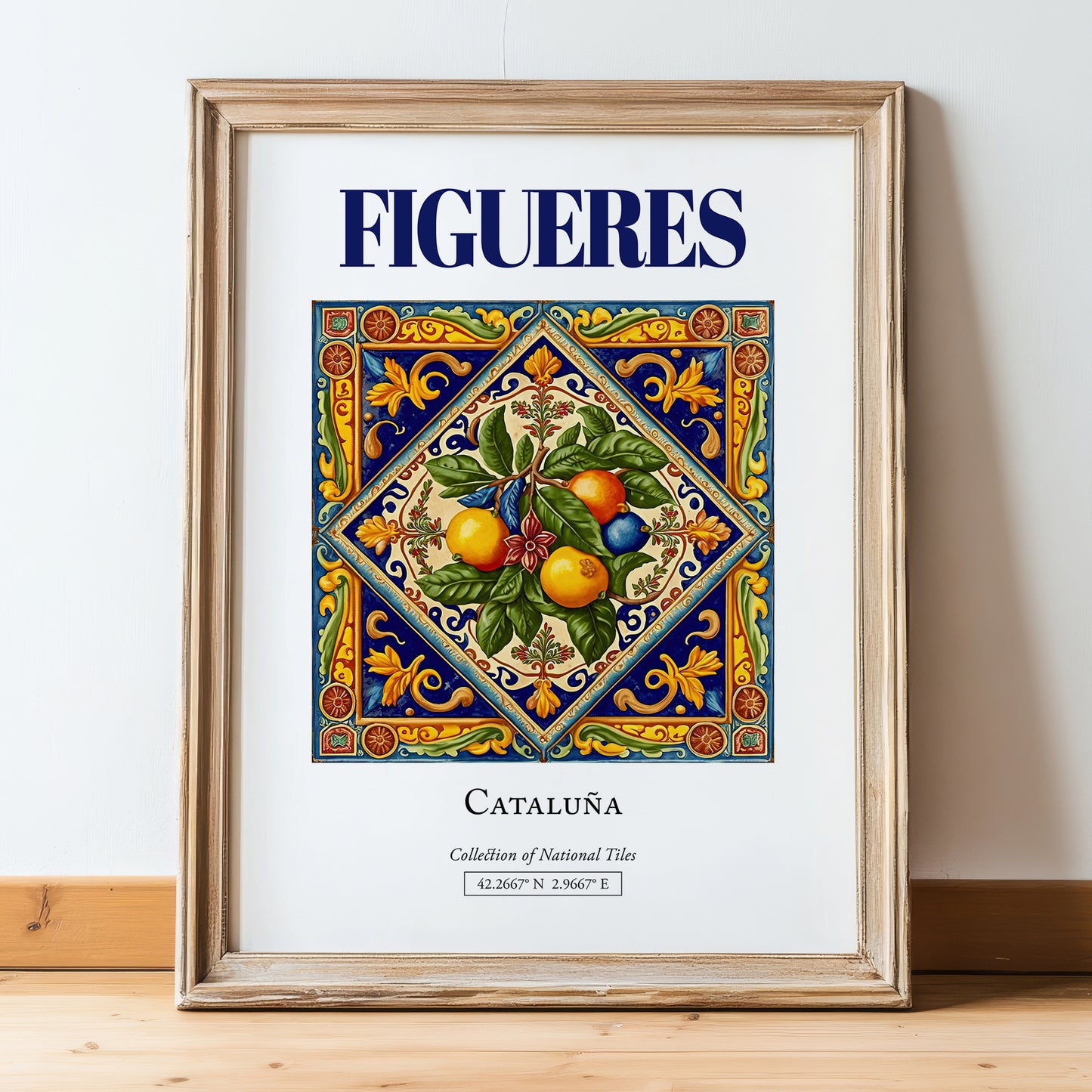 Figueres, Spain – National Pride Wall Decor, in wooden frame leaning on the floor
