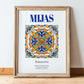 Mijas, Spain – Travel Poster, in wooden frame leaning on the floor