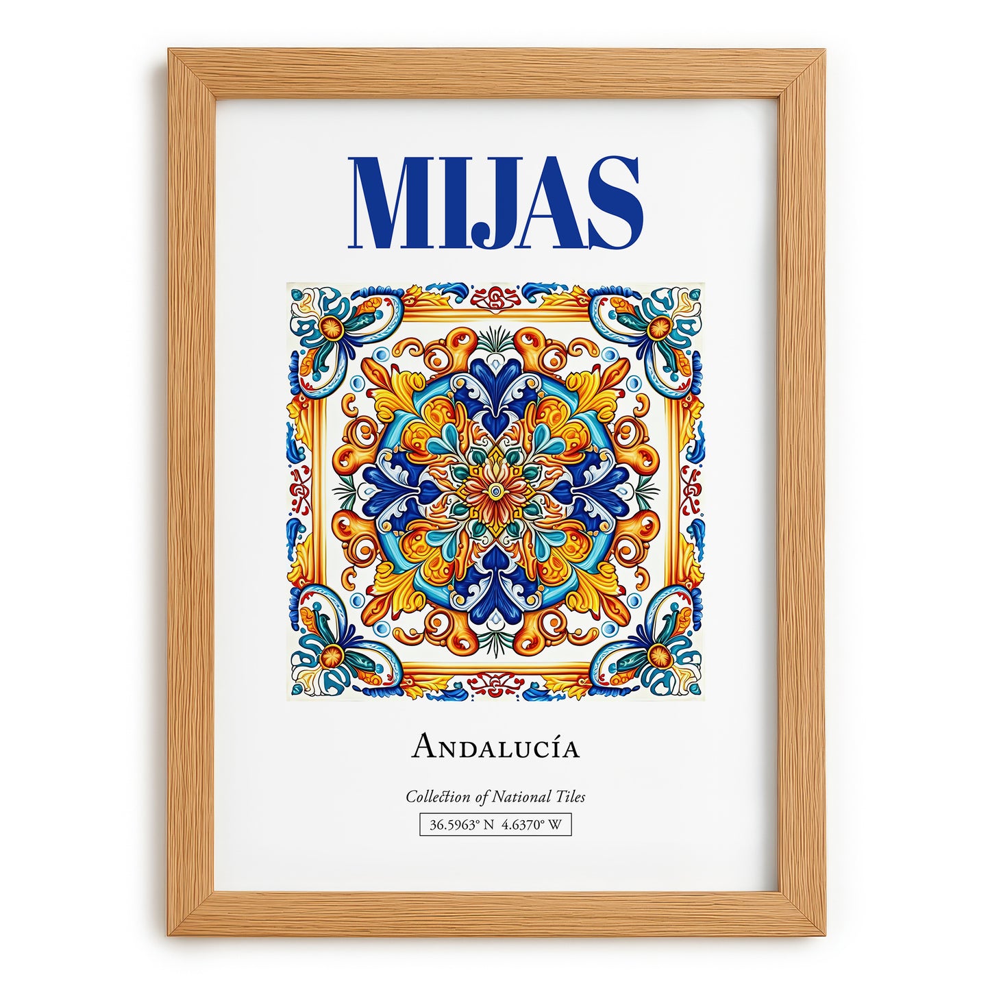 Mijas, Spain – Travel Poster, set in oak frame