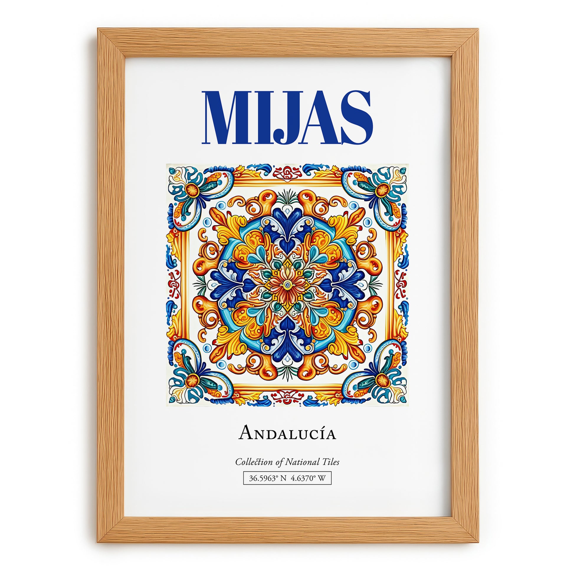Mijas, Spain – Travel Poster, set in oak frame
