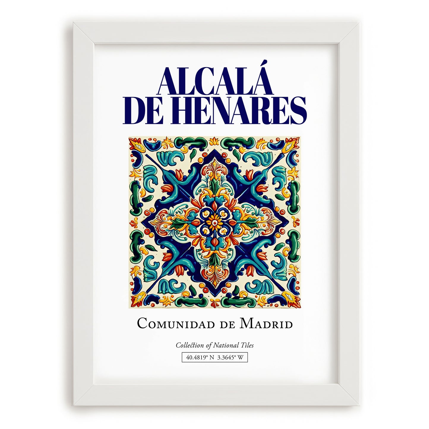 Alcalá de Henares, Spain – Travel Wall Decor, placed in minimal white frame