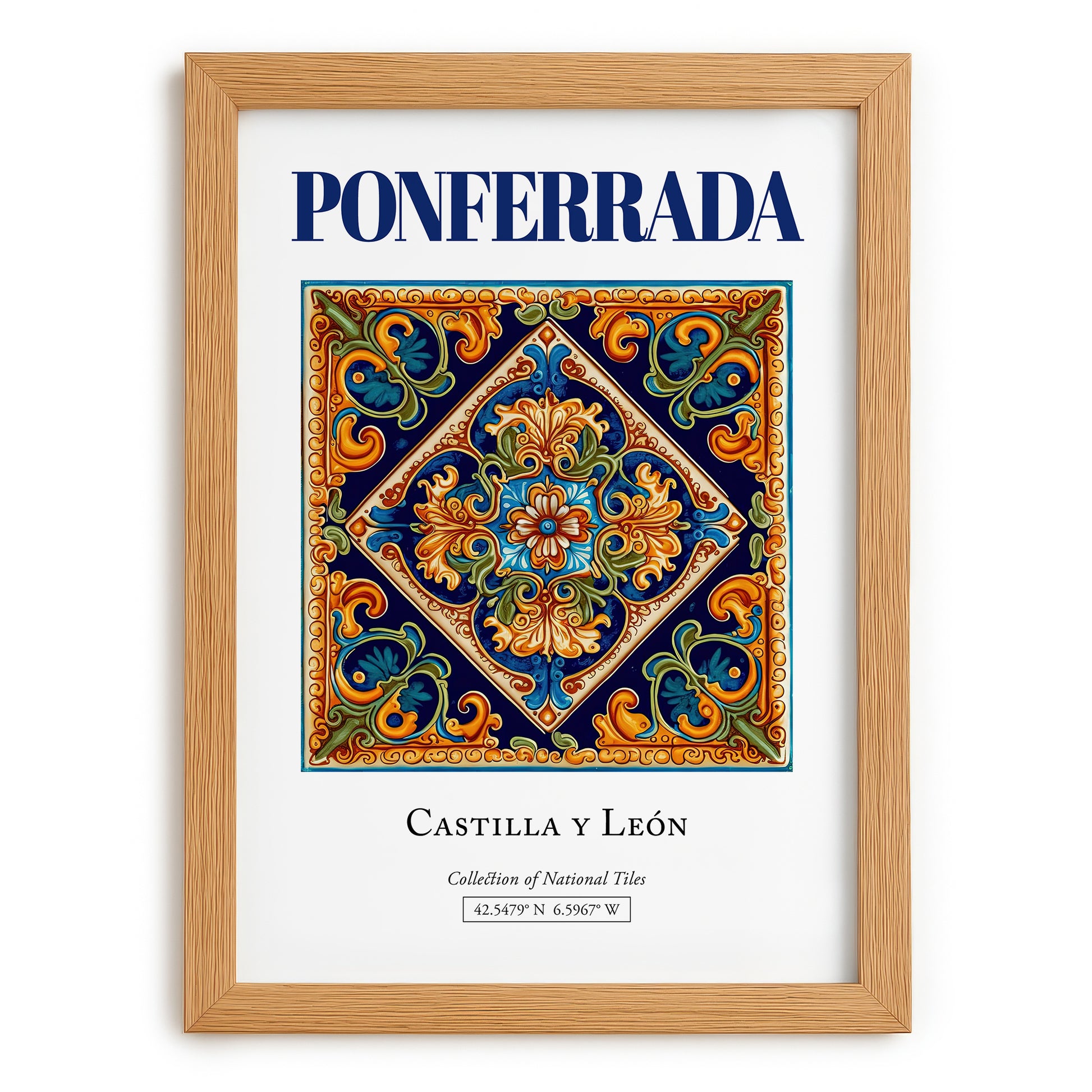 Ponferrada, Spain – Travel Wall Art, set in oak frame