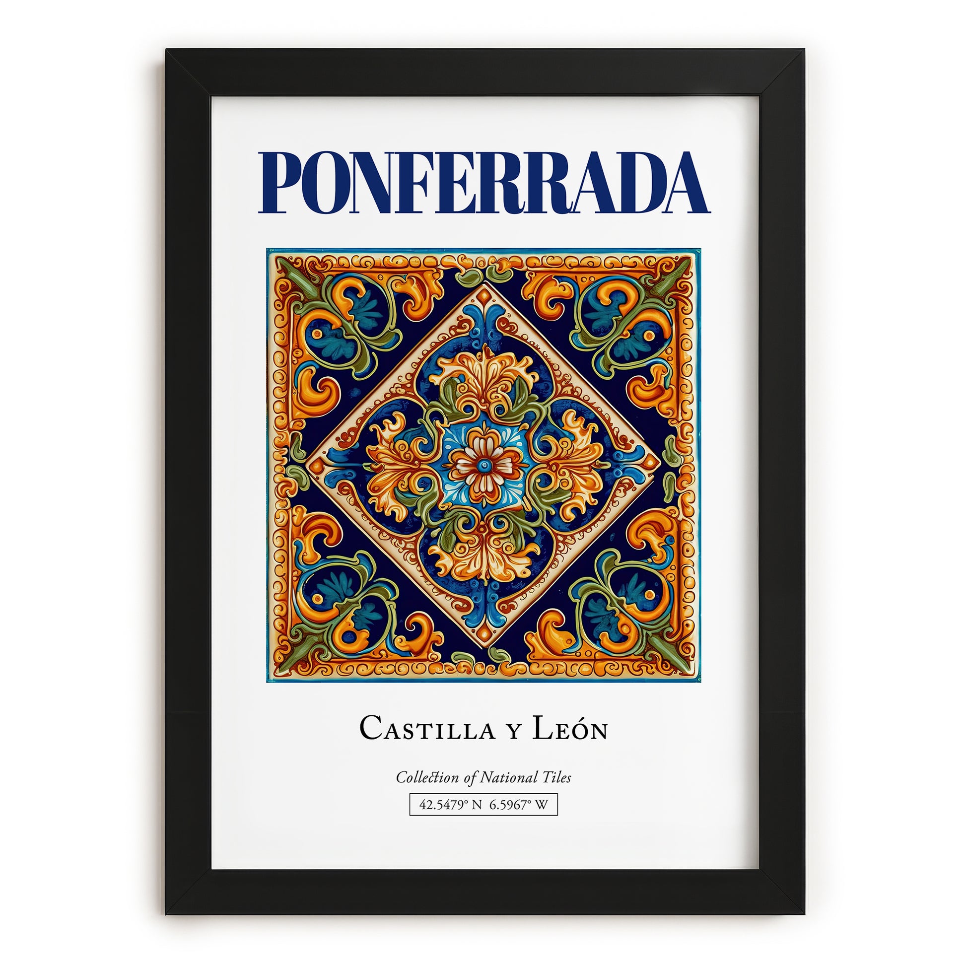 Ponferrada, Spain – Travel Wall Art, in sleek black frame
