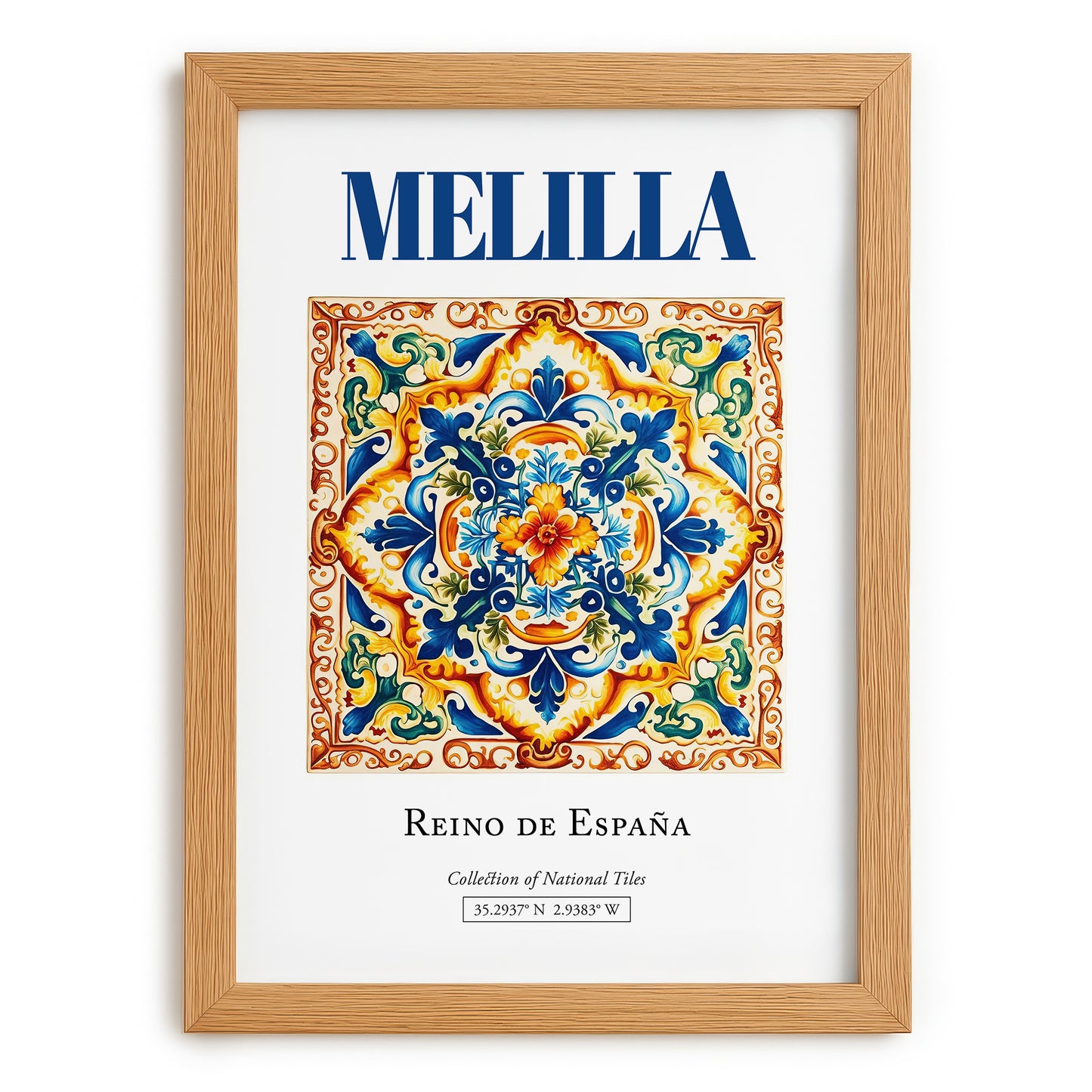 Melilla, Spain – Tourist Destination Poster, set in oak frame