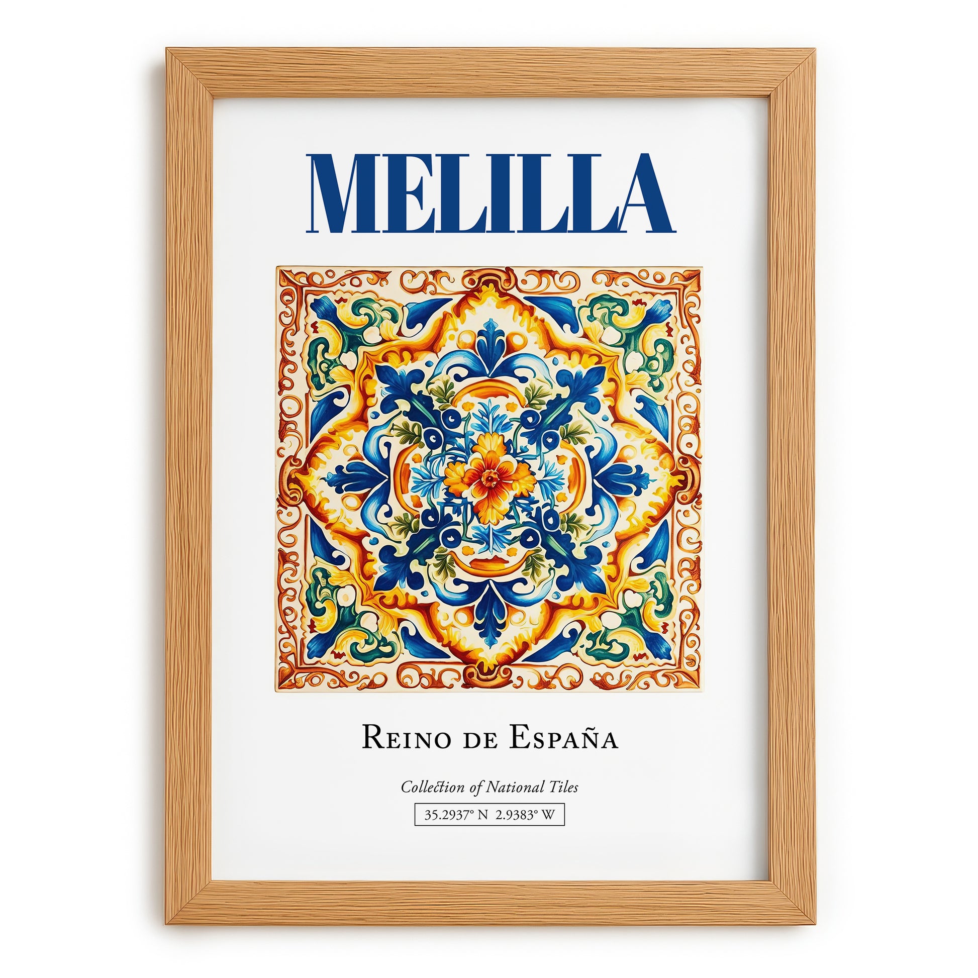 Melilla, Spain – Tourist Destination Poster, set in oak frame