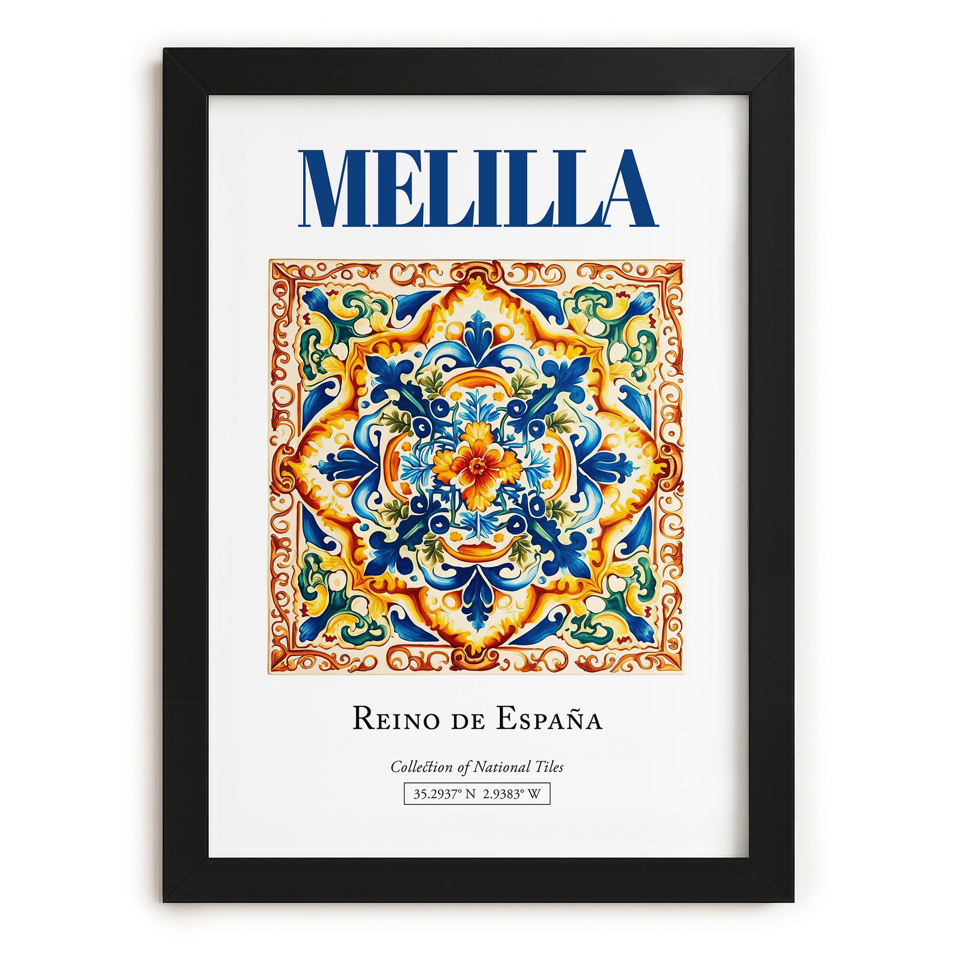Melilla, Spain – Tourist Destination Poster, in sleek black frame